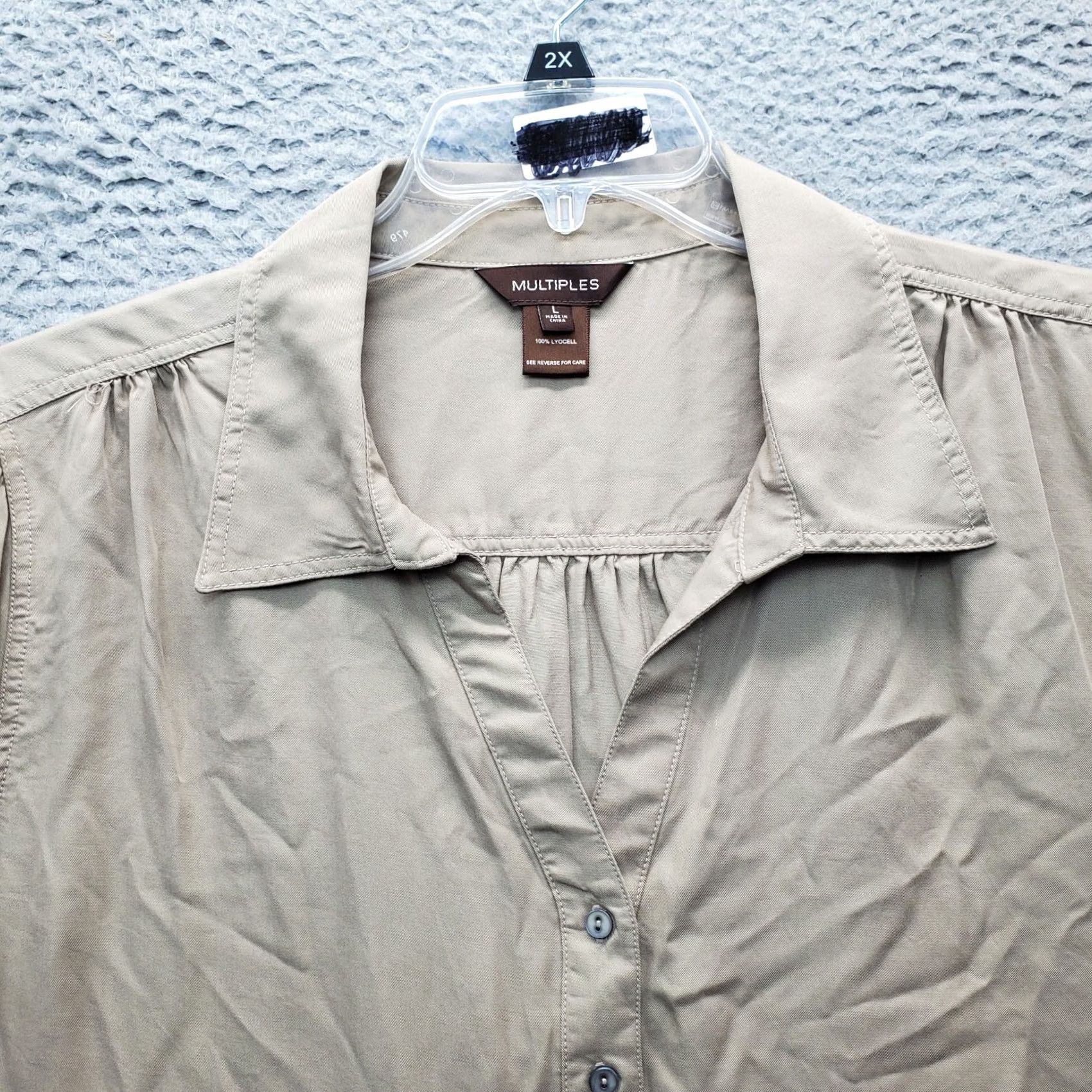 Vintage Multiples Tunic Shirt Womens L Brown Roll Tab Sleeve Collared Button 1/4 Button Blouse Shirt Size L / US 10 / IT 46 - 4 Thumbnail