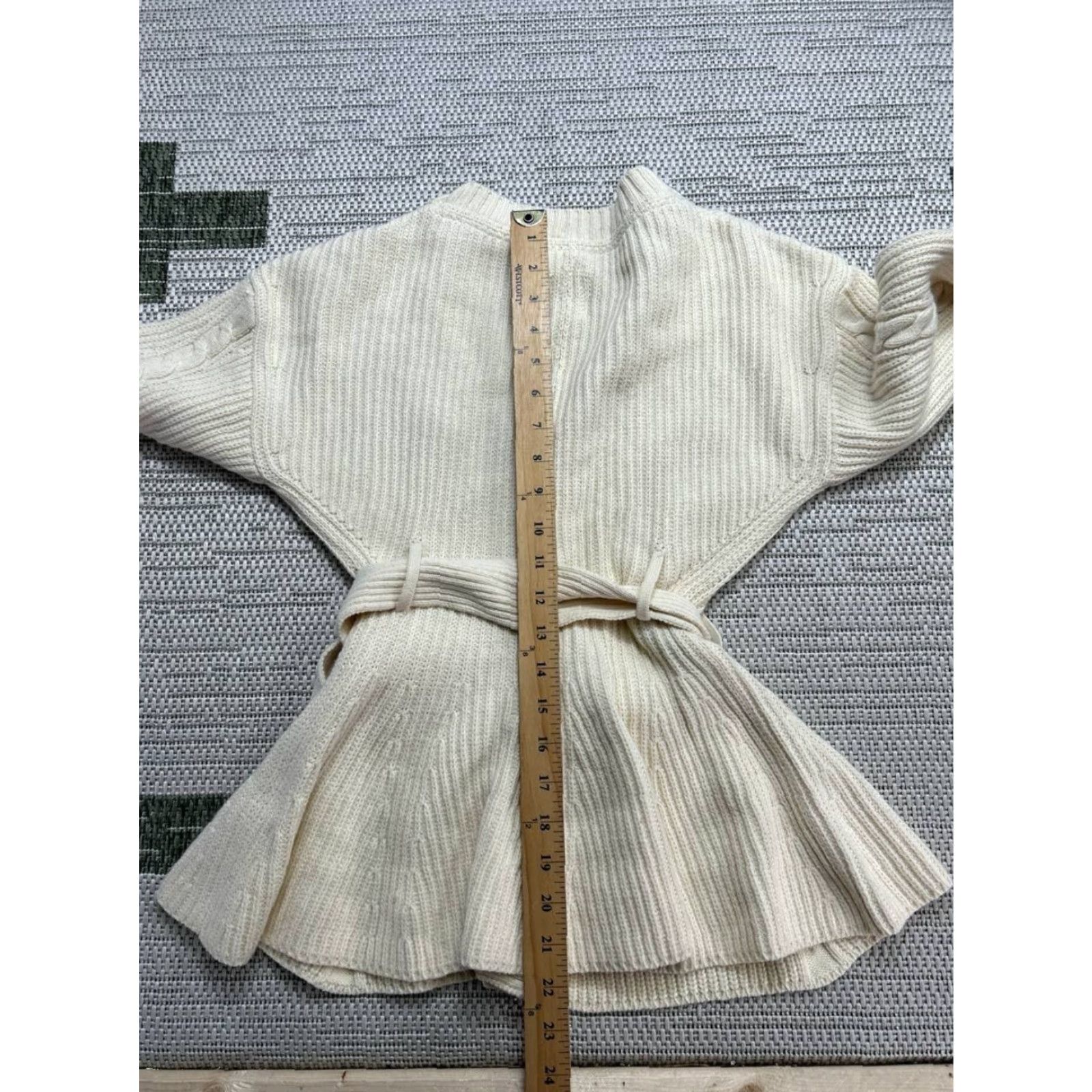 Vintage Maeve Cardigan Sweater Women XXS Beige Cotton Cable Knit Belted Casual New Size XXS / US 00 / IT 34 - 4 Thumbnail