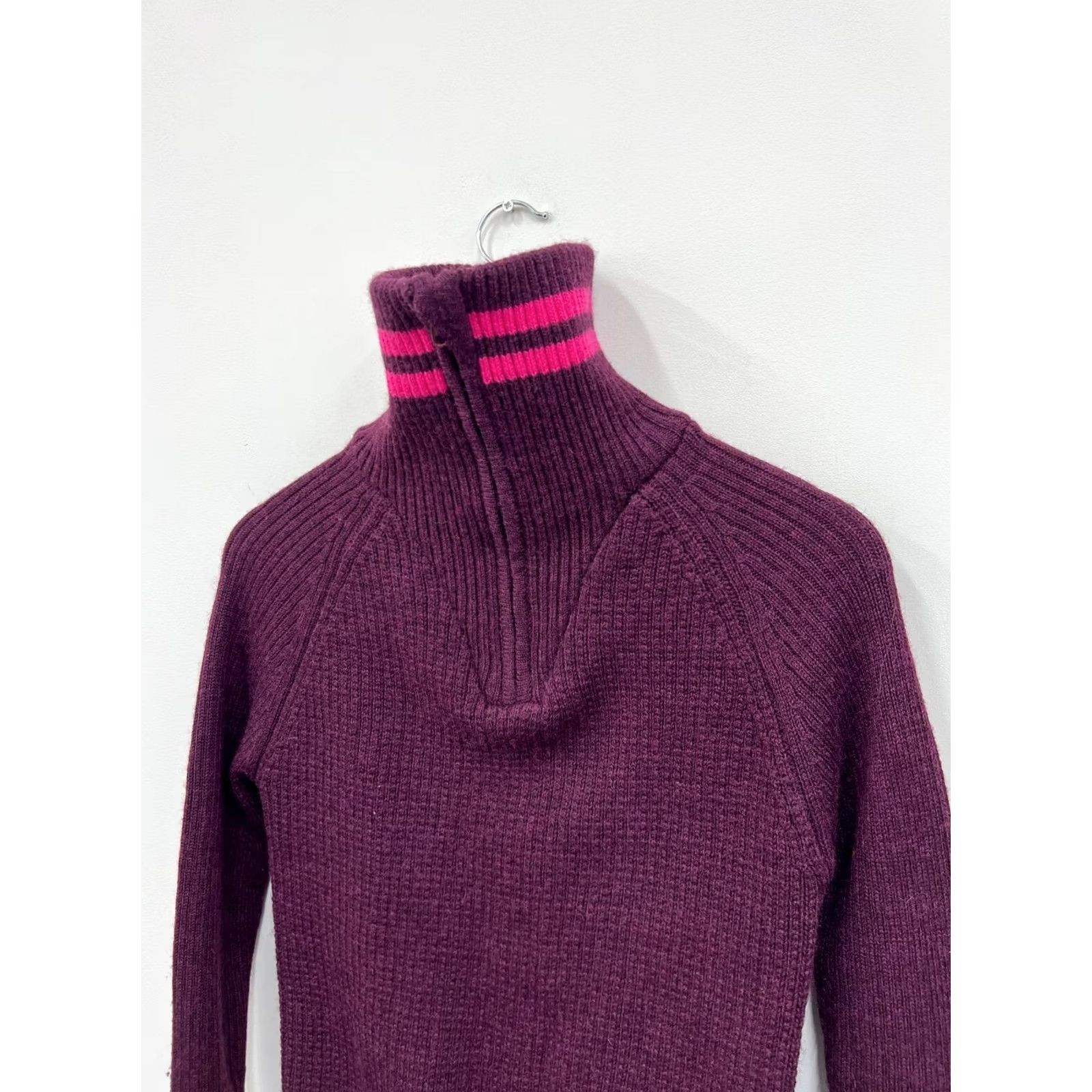 Vintage Devold Varde Zip Neck Plum Sweater XS Womens Cardigan Wool High Neck Sweatshirt Size XS / US 0-2 / IT 36-38 - 3 Thumbnail