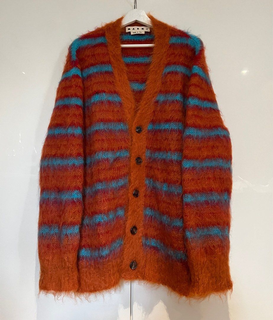 image of Marni Vivid Color Mohair Cardigan in Brown, Women's (Size XL)