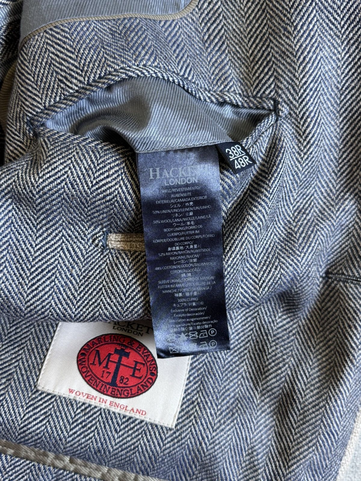 Hackett Mens Hackett London Wool Linen 2 Piece Blazer Size 48R Coat Size 48R - 8 Thumbnail