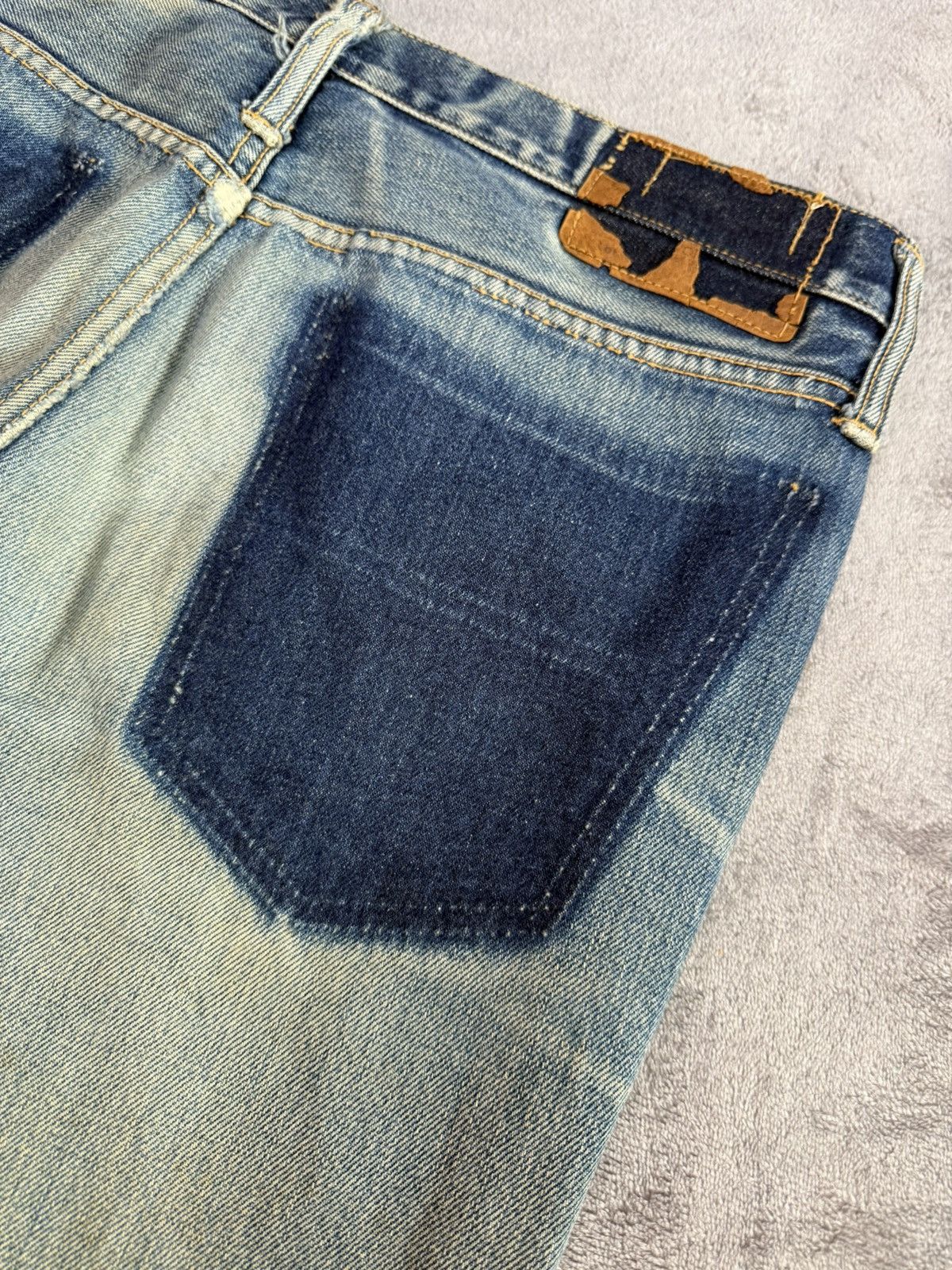 Big John × Vintage 70s Big John Talon Zipper Aging Distressed Mud Flared Jeans Size US 32 / EU 48 - 16 Thumbnail