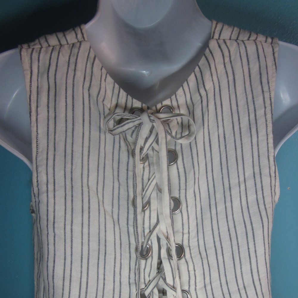 Theory Theory Womens Striped Lace Up Back Linen Tank Size Petite Small Size XS / US 0-2 / IT 36-38 - 2 Thumbnail