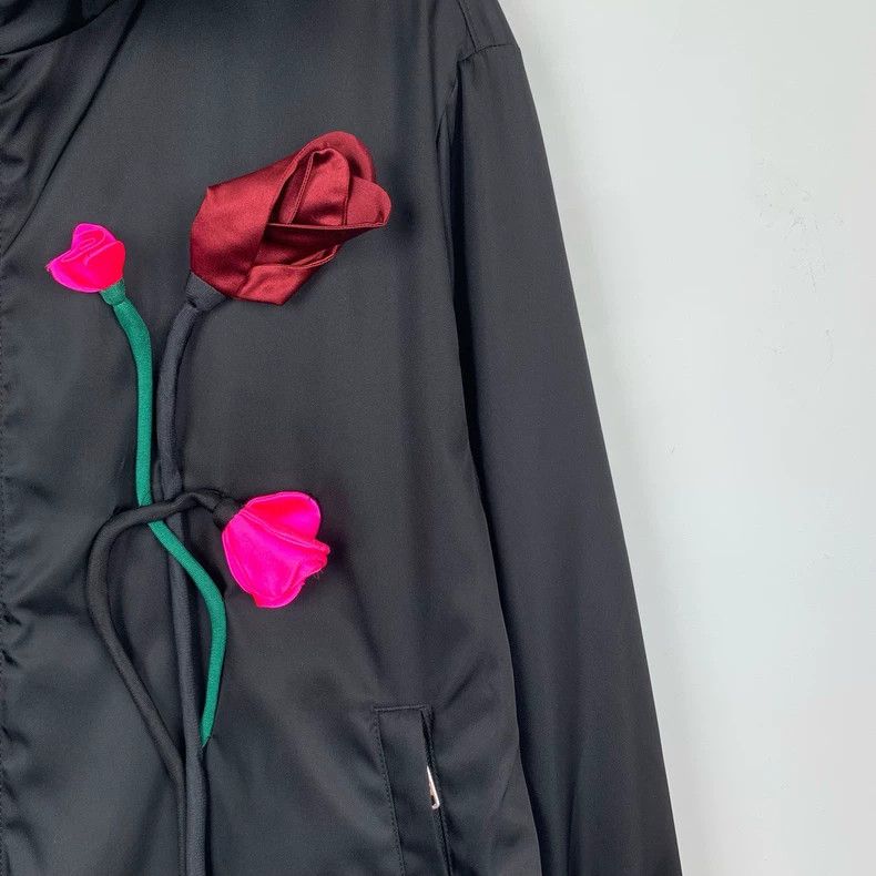 Prada Prada Size 38 Three-dimensional floral black zipper jacket Size US XXS / EU 40 - 4 Thumbnail