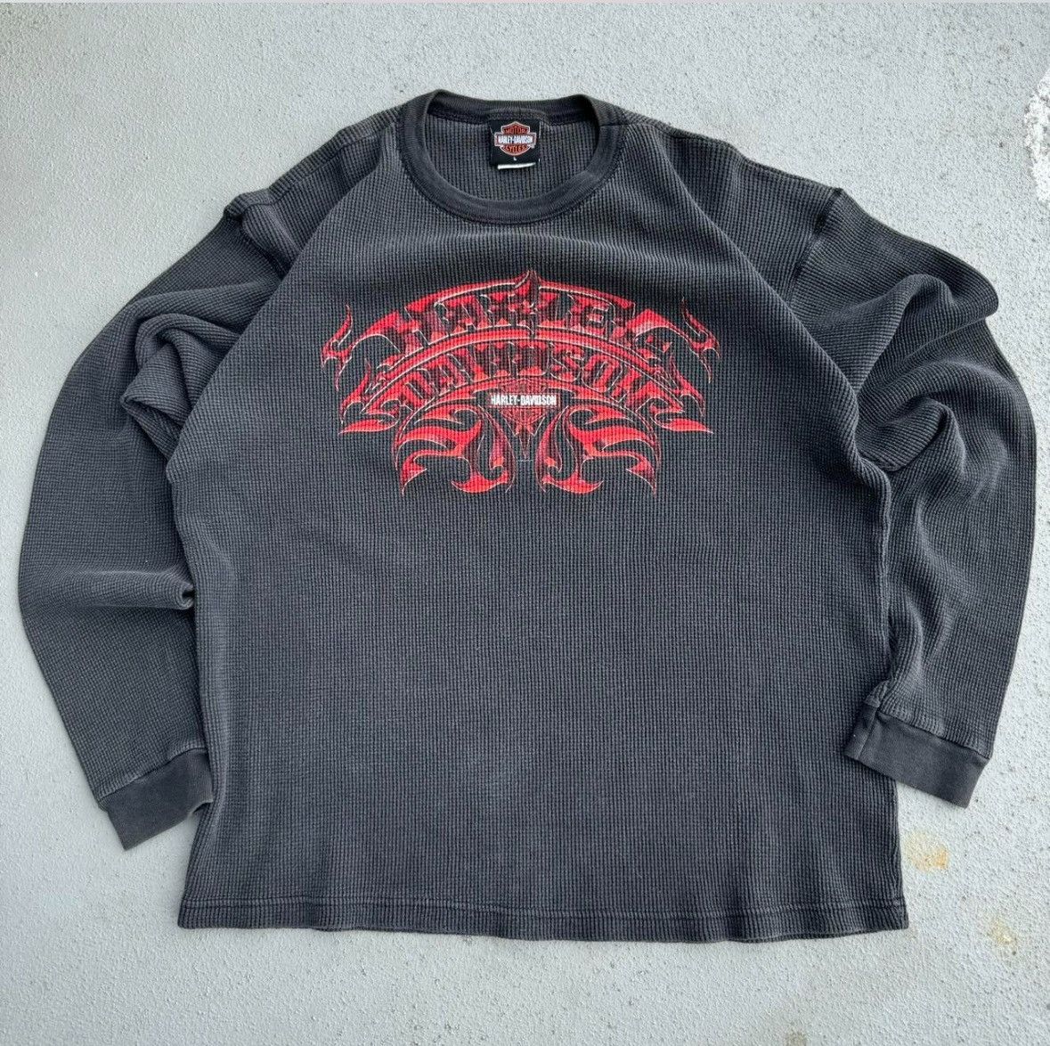 Vintage 80s 90s Harley Davidson long sleeve waffle thermal