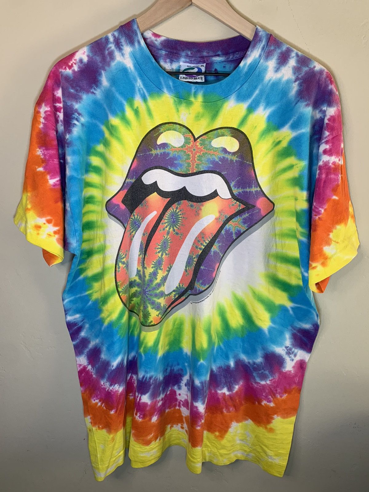 Band Tees *RARE* Vintage 1994 Rolling Stones FRACTAL Tie-Dye T-Shirt Size US XL / EU 56 / 4 - 1 Thumbnail
