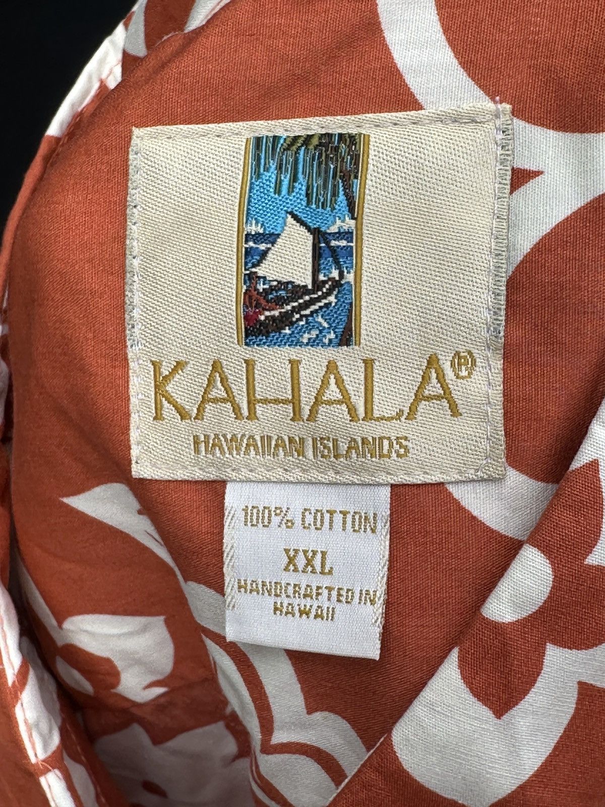 Kahala PreOwned Kahala Hawaiian Print Orange/White Men's XXL Size US XXL / EU 58 / 5 - 4 Thumbnail
