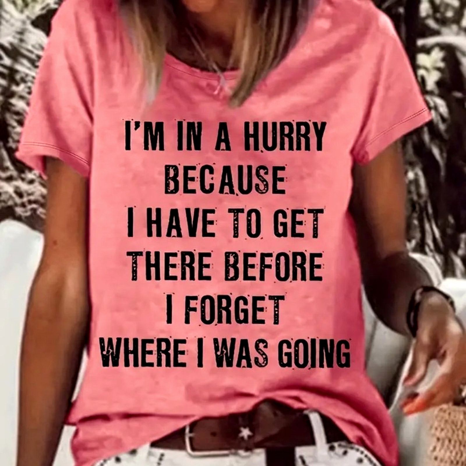 Other I'm In A Hurry Forgetful Funny T-Shirt Coral size L (8/10) Size L / US 10 / IT 46 - 2 Thumbnail