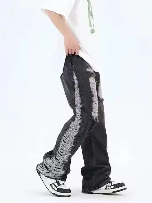 Japanese Brand Baggy distressed black jeans Size US 34 / EU 50 - 3 Thumbnail