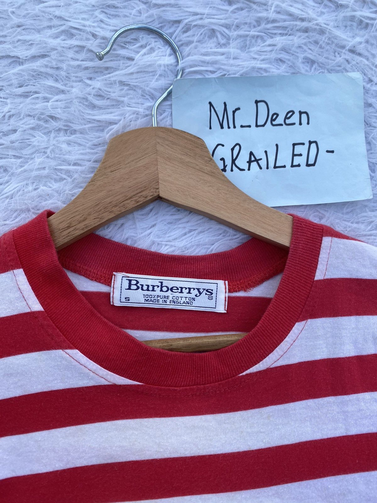 Burberry Rare Vintage Burberry Spellout Biglogo Stripes Tshirt Size US M / EU 48-50 / 2 - 9 Thumbnail