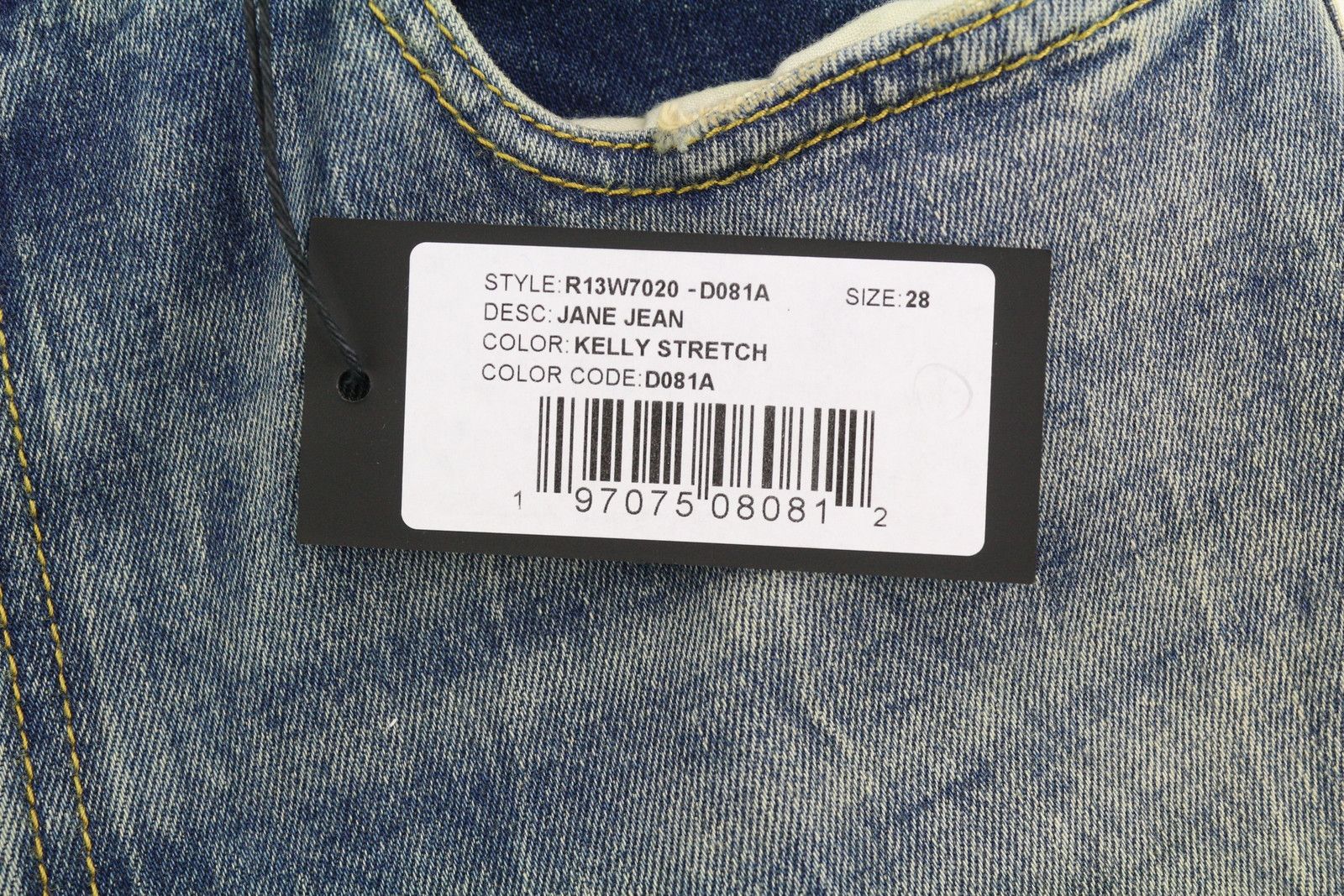 R13 JANE 28 Washed Blue Flared Zip Fly Kelly Stretch 84476 Size 28" / US 6 / IT 42 - 7 Thumbnail