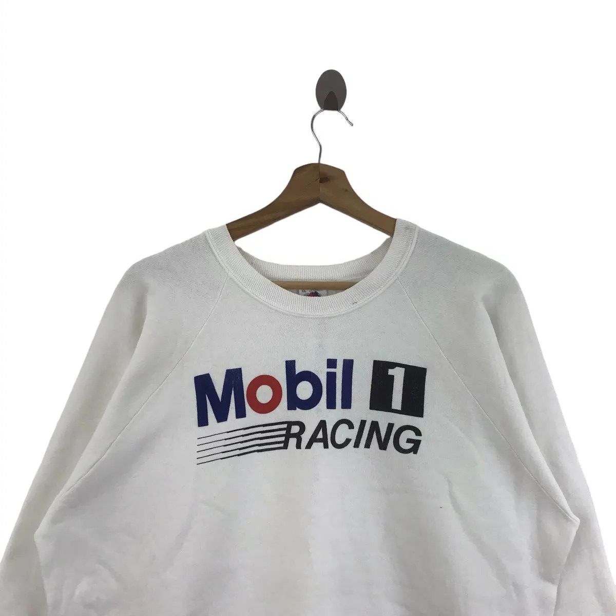 Vintage Vtg 80s MOBIL 1 Racing Team Formula One F1 White Sweatshirt Size US XL / EU 56 / 4 - 2 Thumbnail