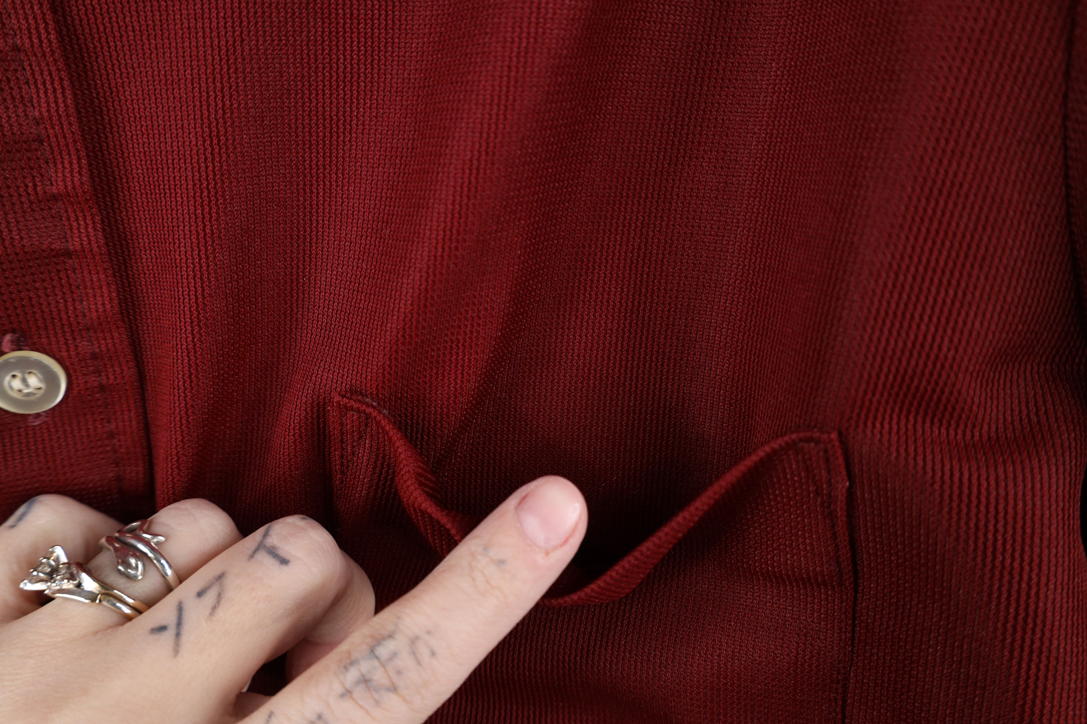 Vintage Vintage 70s Streetwear Knit Collared Button Shirt Red USA Size US M / EU 48-50 / 2 - 5 Thumbnail