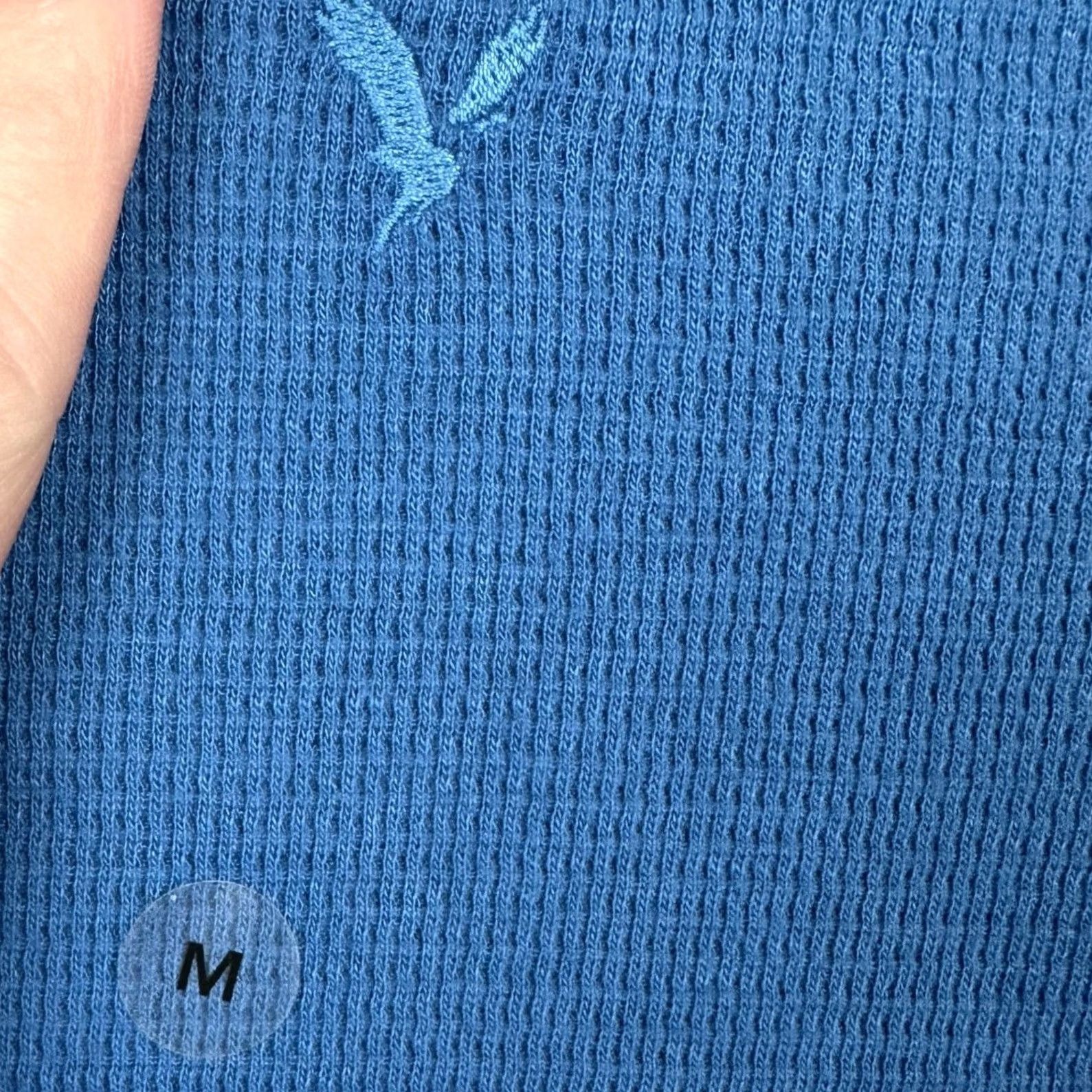 American Eagle Outfitters American Eagle T-Shirt Mens M Blue Waffle Thermal Knit Long Sleeve Crew Neck Embroidered Eagle Logo Size US M / EU 48-50 / 2 - 6 Thumbnail
