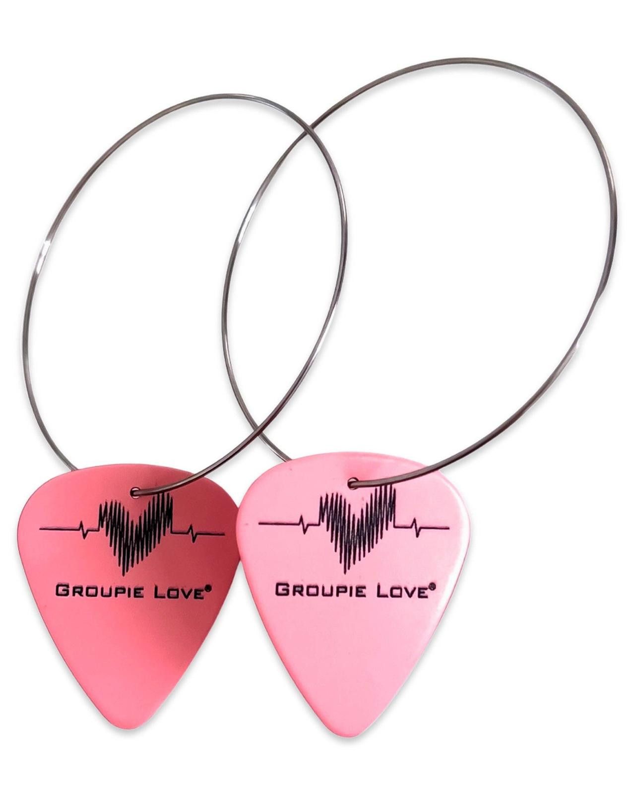 Other Pink Stainless Steel Single Guitar Earrings Groupie Love Size ONE SIZE - 4 Thumbnail
