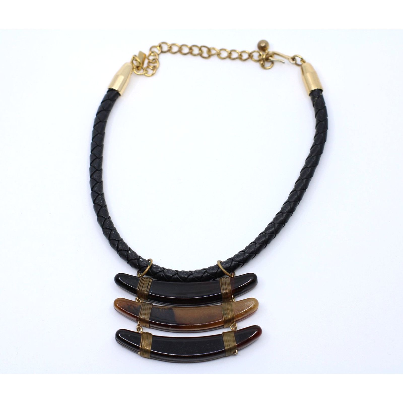 Kenneth Jay Lane Vintage Kenneth Jay Lane Leather Necklace Tribal Bohemian Size ONE SIZE - 2 Thumbnail