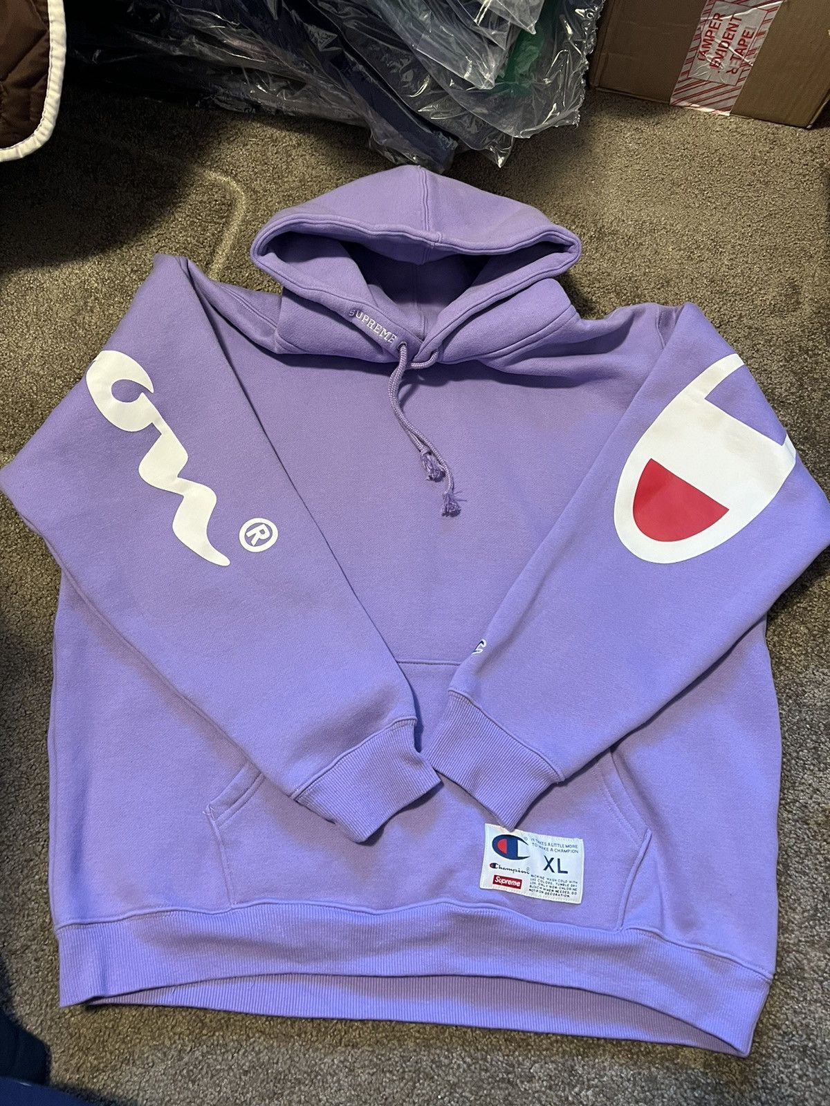 Purple supreme champion hoodie best sale