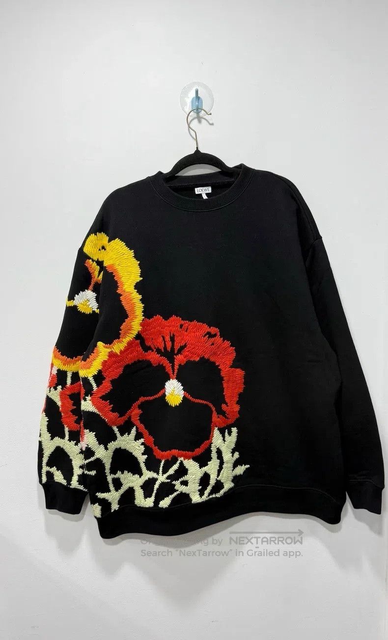 Loewe Black Floral Embroidered Long Sleeve Sweatshirt