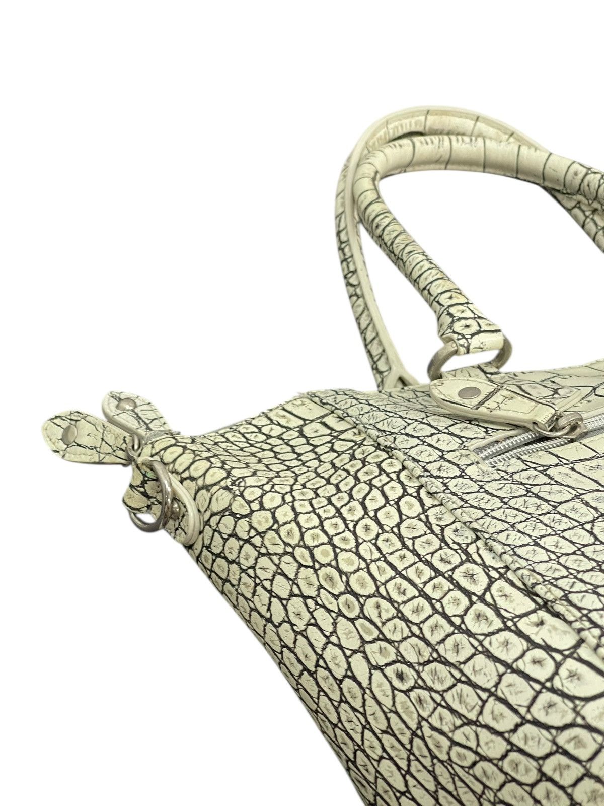 Genuine Leather Albino Crocodile Embossed Moda Principe Tote Bag 2🟩2 Size ONE SIZE - 19 Thumbnail