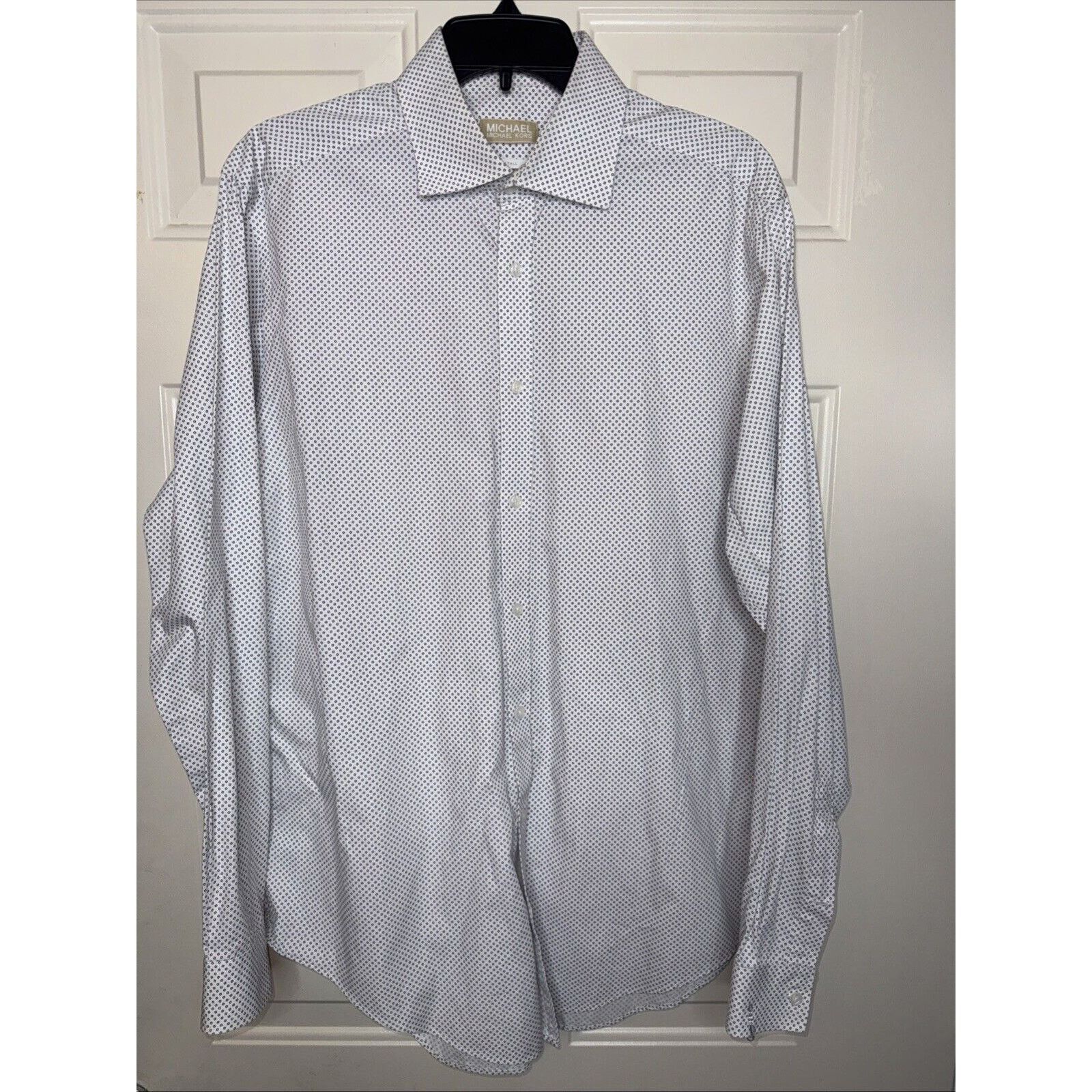 Michael Kors Michael Kors Dress Shirt Slim Tall Men’s 17 36/37 XL Navy Size US XL / EU 56 / 4 - 1 Thumbnail