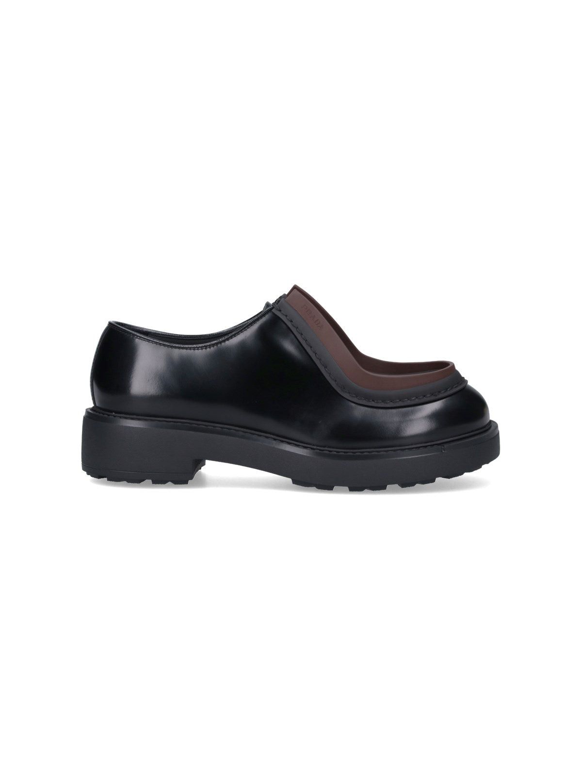 image of Prada Leather Lace-Up Shoes Size 10 in Black, Men's