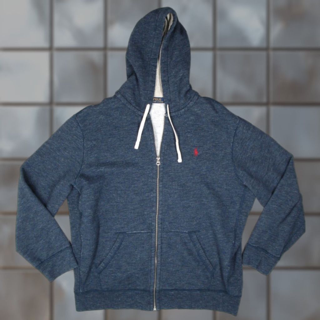 Polo Ralph Lauren Polo Ralph Lauren Hoodie 2XL XXL Blue Full Zip Waffle Hood Red Pony Mens Size US XXL / EU 58 / 5 - 1 Thumbnail