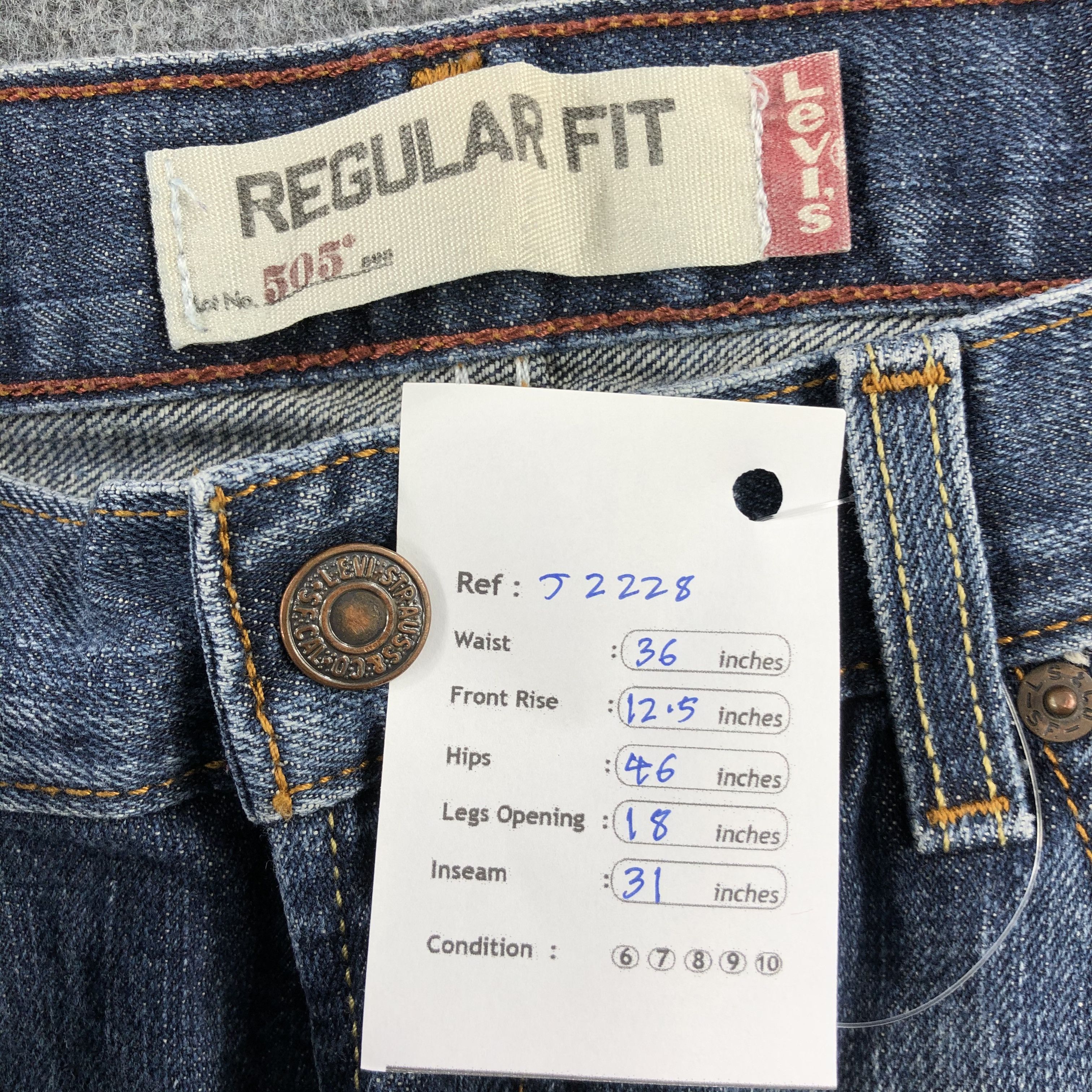 Levi's Vintage Blue Wash Levis 505 Jeans-J2228 Size US 36 / EU 52 - 12 Thumbnail
