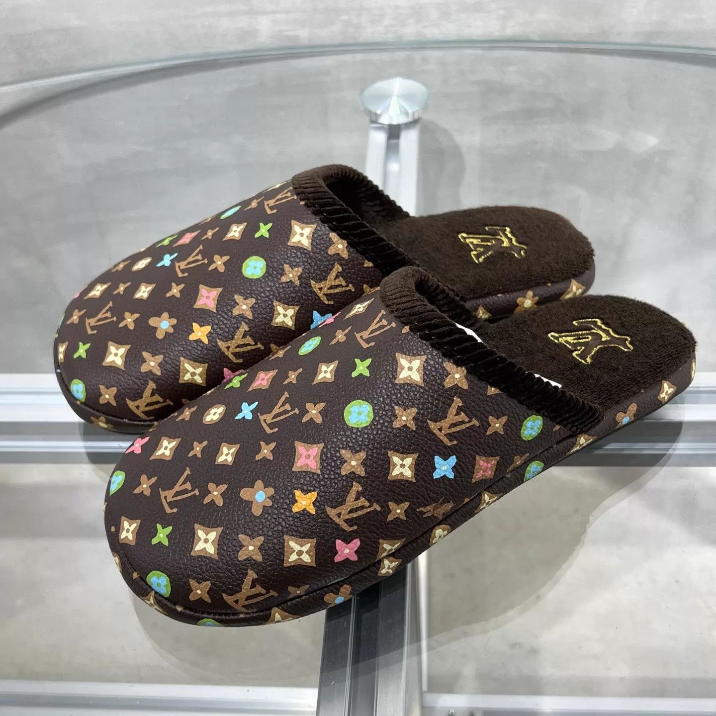 Louis Vuitton LV Tyler Slippers Black Multi Brown UK2 36 Size US 4.5 / IT 34.5 - 2 Thumbnail