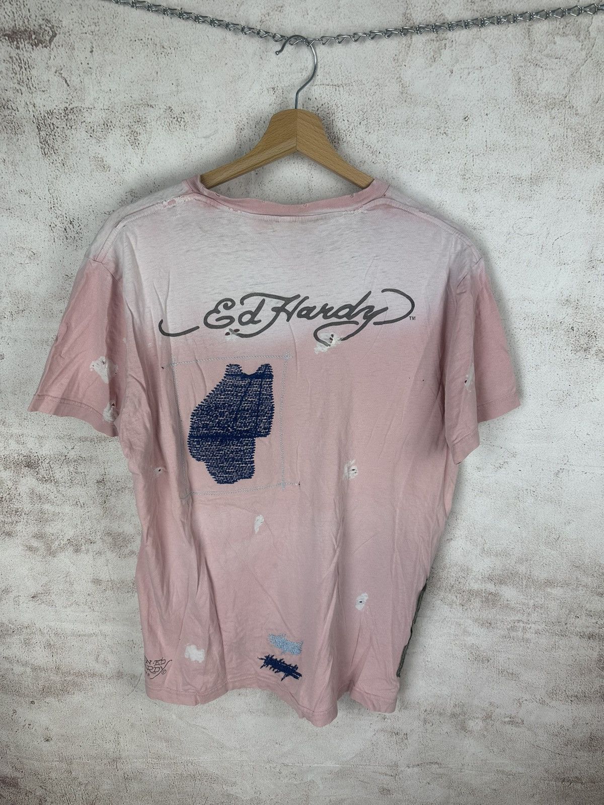 Christian Audigier VINTAGE ED HARDY CHRISTIAN AUDIGIER DISTRESSED PINK Y2K TEE Size US XL / EU 56 / 4 - 4 Thumbnail