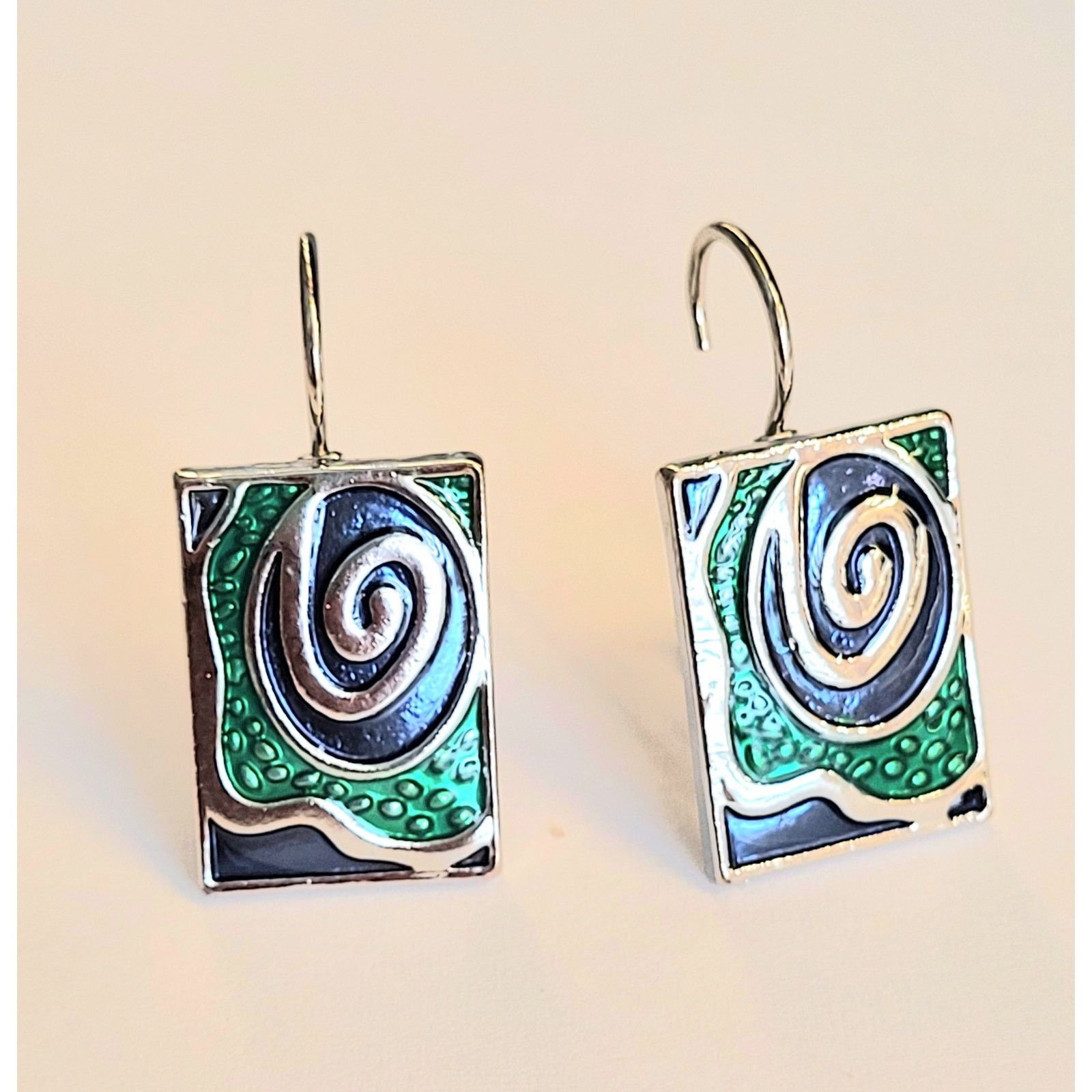Other Silver Enamel Artisan Earrings Mardi Gras Lever Pierced Boho Size ONE SIZE - 1 Thumbnail