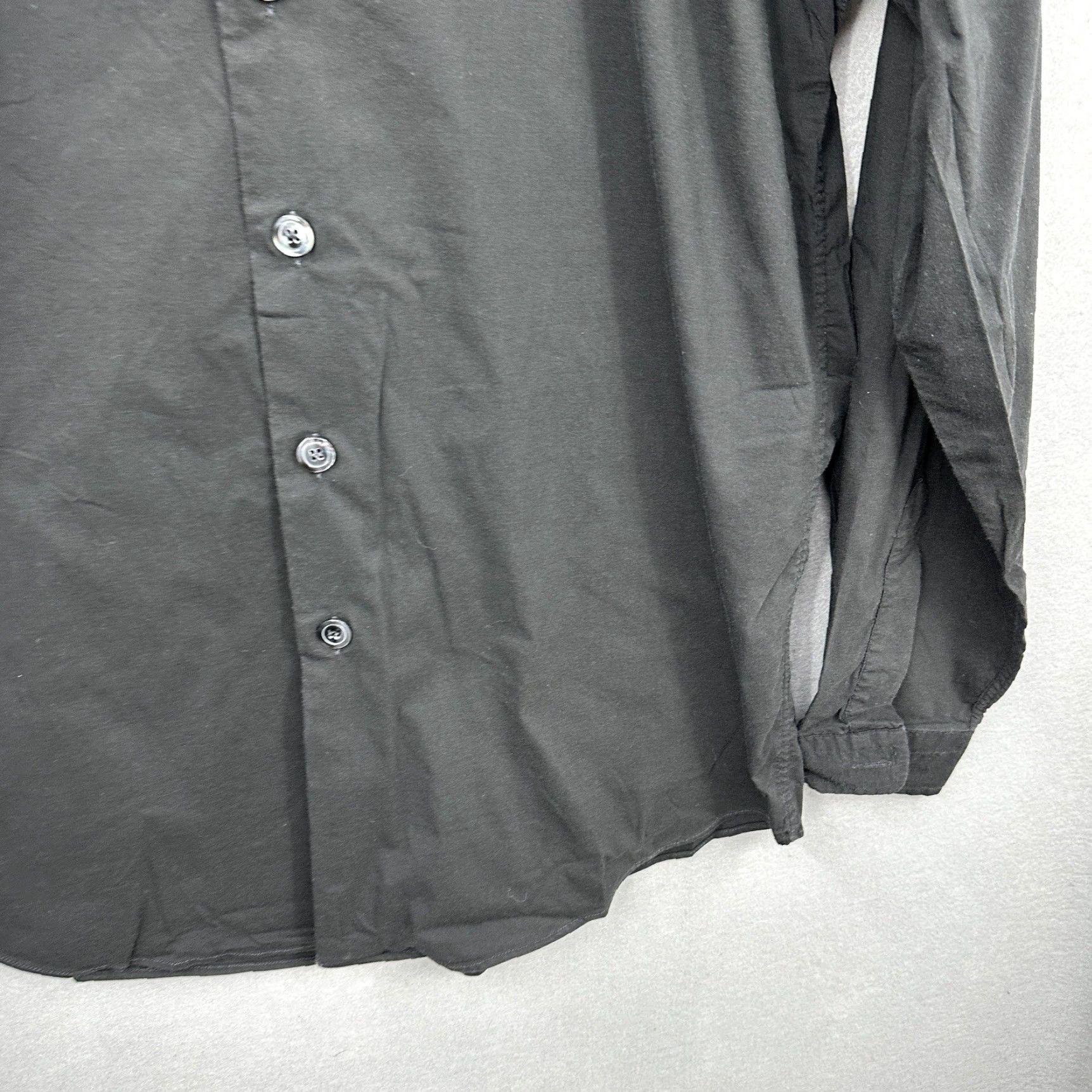 Harrods Harrods Men's Dress Shirt Large Black Retro Preppy Cotton Long Sleeve Business Casual Formal Size 42R - 4 Thumbnail