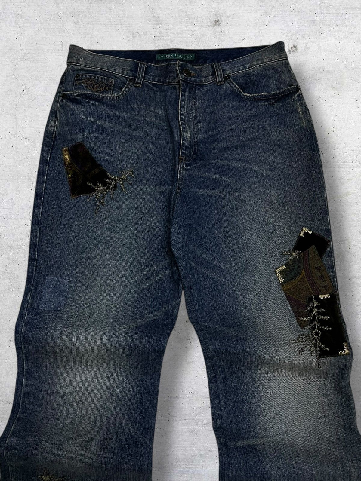 Ralph Lauren RALPH LAUREN 1990S DESIGNER FLARE PATCHWORK 0G STREET DENIM Size US 32 / EU 48 - 7 Thumbnail