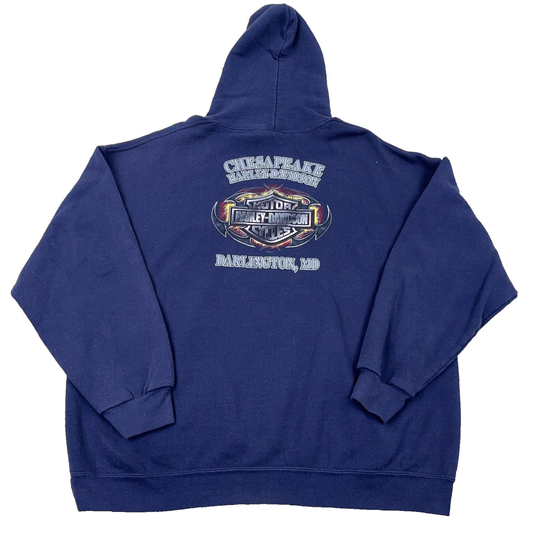 VINTAGE Harley-Davidson Hoodie Men 2XL Blue Sweatshirt Y2K Faded 