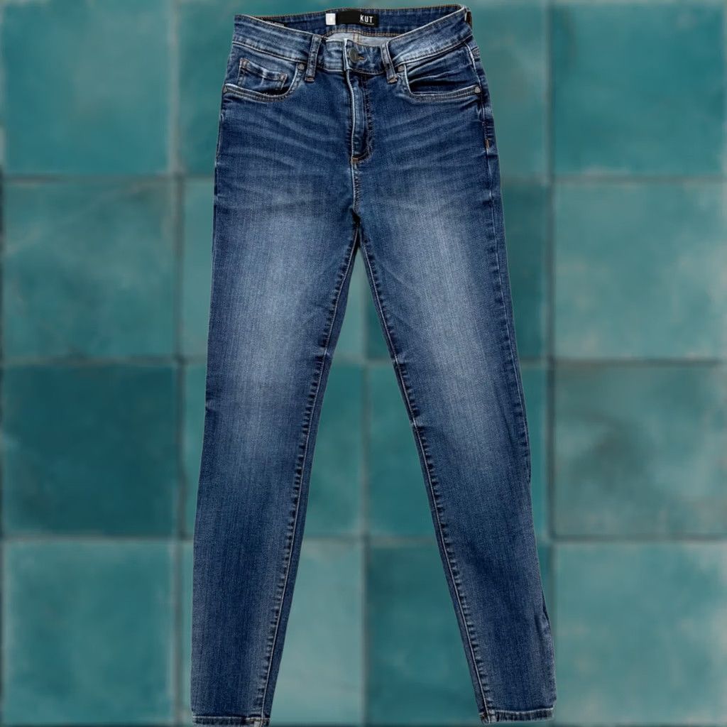 Vintage Kut from the Kloth Donna High Rise Skinny Jeans Dark Wash Blue Denim Size 2 Size 26" / US 2 / IT 38 - 1 Thumbnail