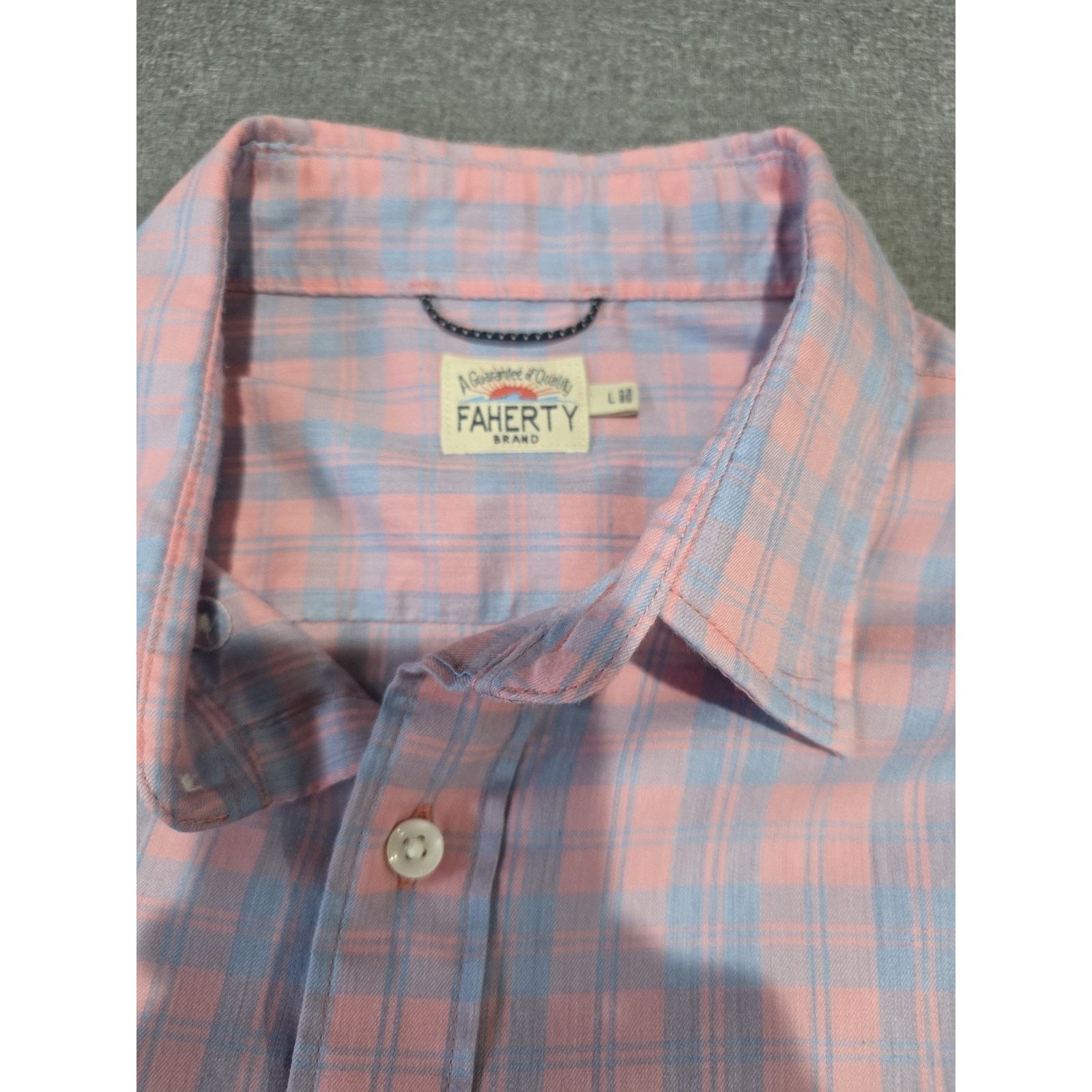 Faherty Faherty Brand Shirt Mens Large Pink Blue Plaid Long Sleeve Size US L / EU 52-54 / 3 - 4 Thumbnail