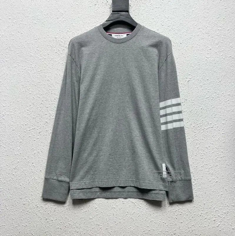 Thom Browne Gray Logo Long Sleeve Sweatshirt .