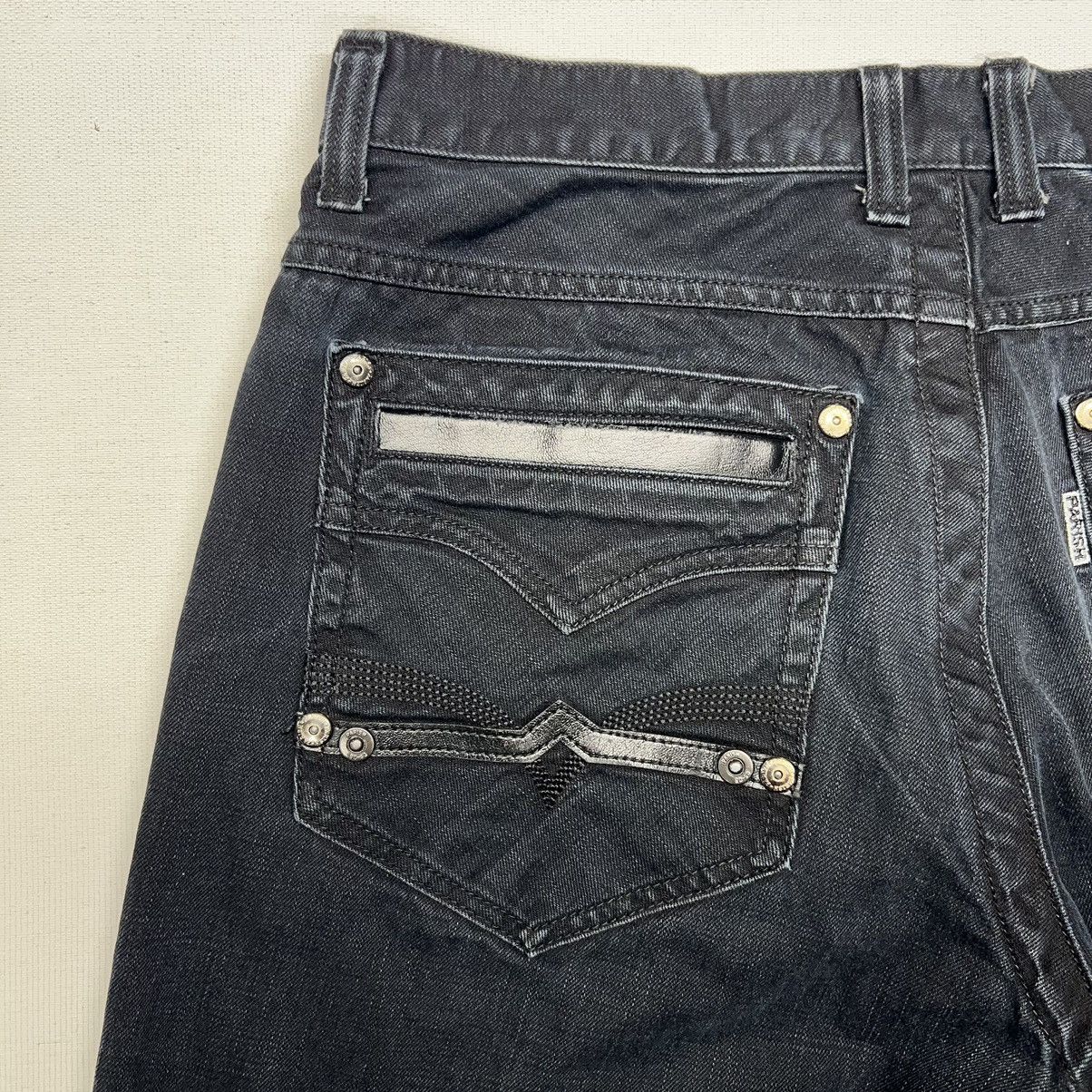 Vintage Parish Jeans Black Denim Straight Distressed Y2K Baggy Size US 40 / EU 56 - 15 Thumbnail