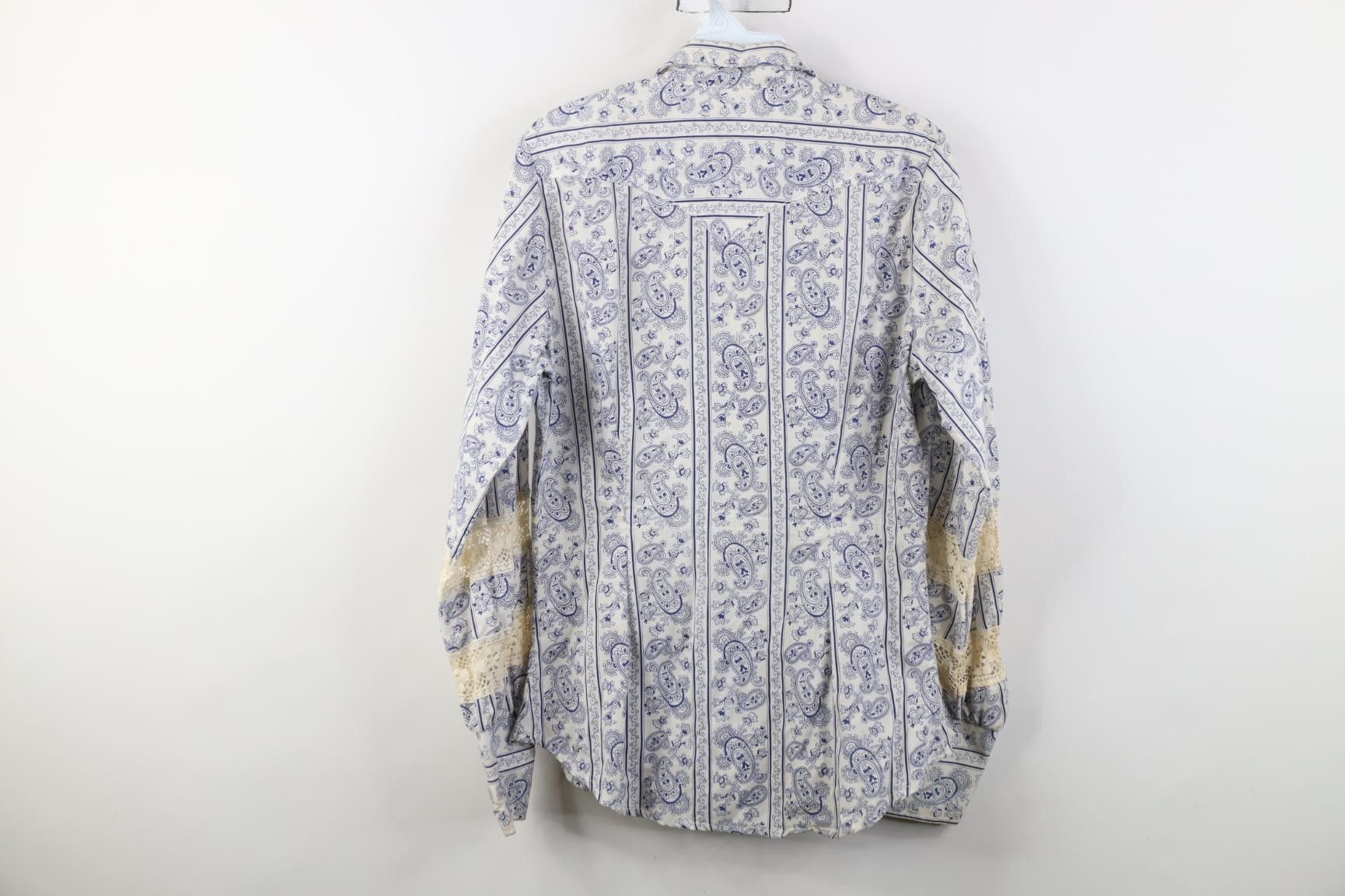 Vintage Vintage 70s Western Country Lace Paisley Ruffled Snap Shirt Size XS / US 0-2 / IT 36-38 - 10 Thumbnail