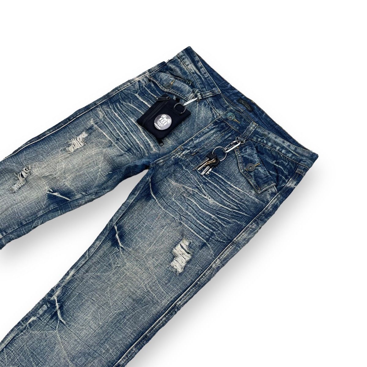If Six Was Nine × Japanese Brand × Le Grande Bleu (L.G.B.) 🇯🇵 BLACK CROBON WASHED RUSTY FLARE DENIM PANTS Size US 34 / EU 50 - 3 Thumbnail