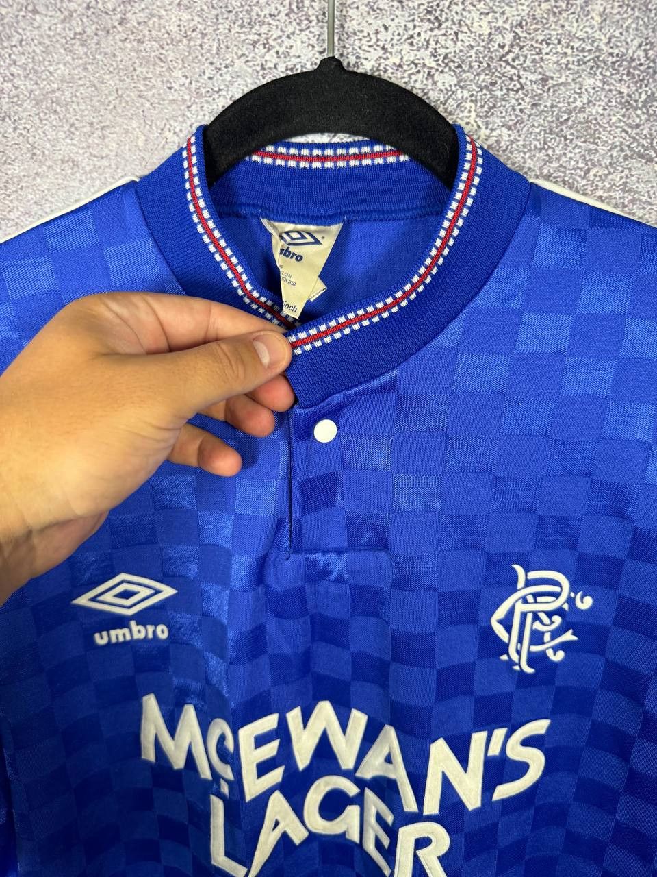 Umbro 80's Vintage Rangers Glasgow 1987/90 Umbro Soccer Jersey Size US M / EU 48-50 / 2 - 9 Thumbnail