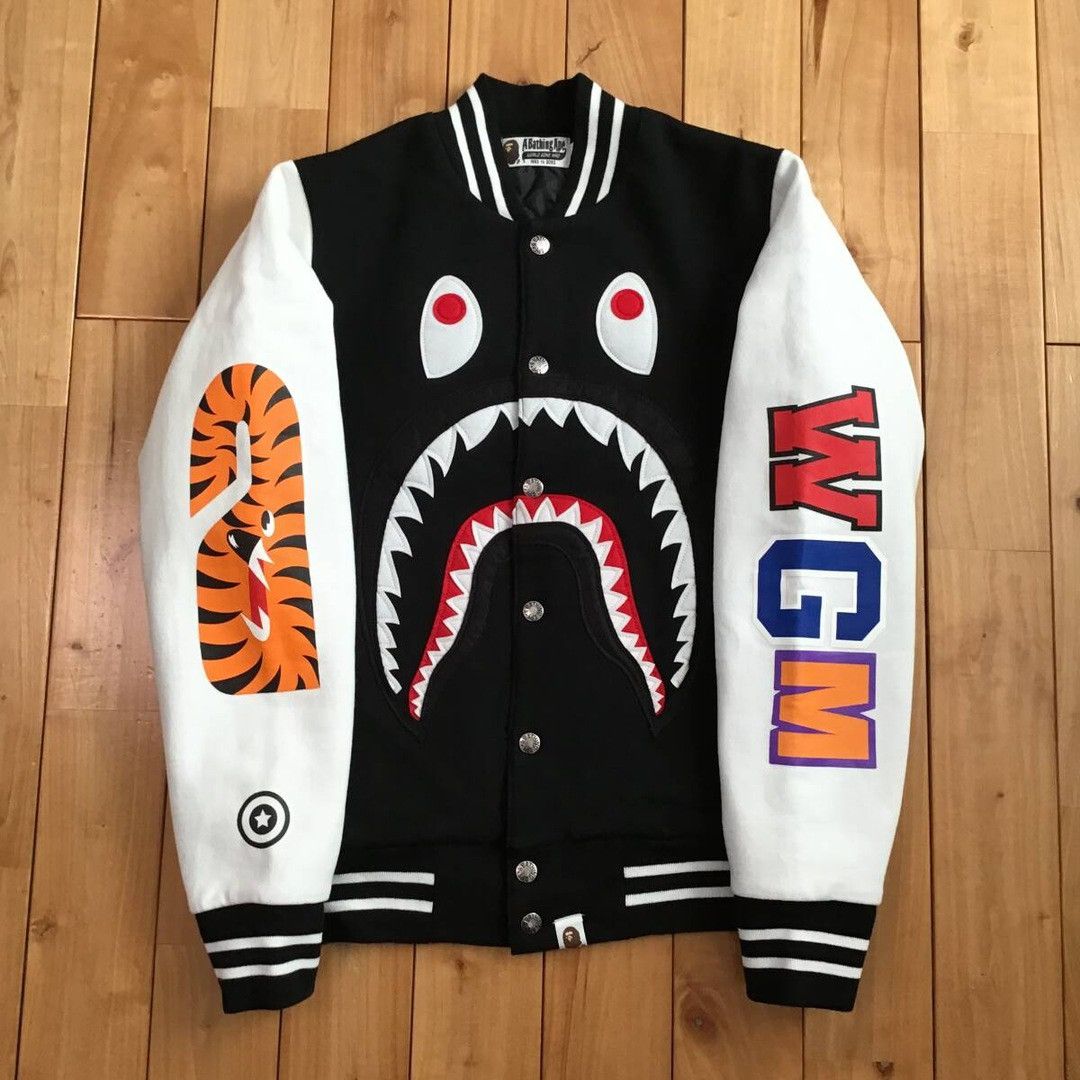 Bape BAPE SHARK SWEAT VARSITY JACKET a bathing ape Size US S / EU 44-46 / 1 - 1 Thumbnail