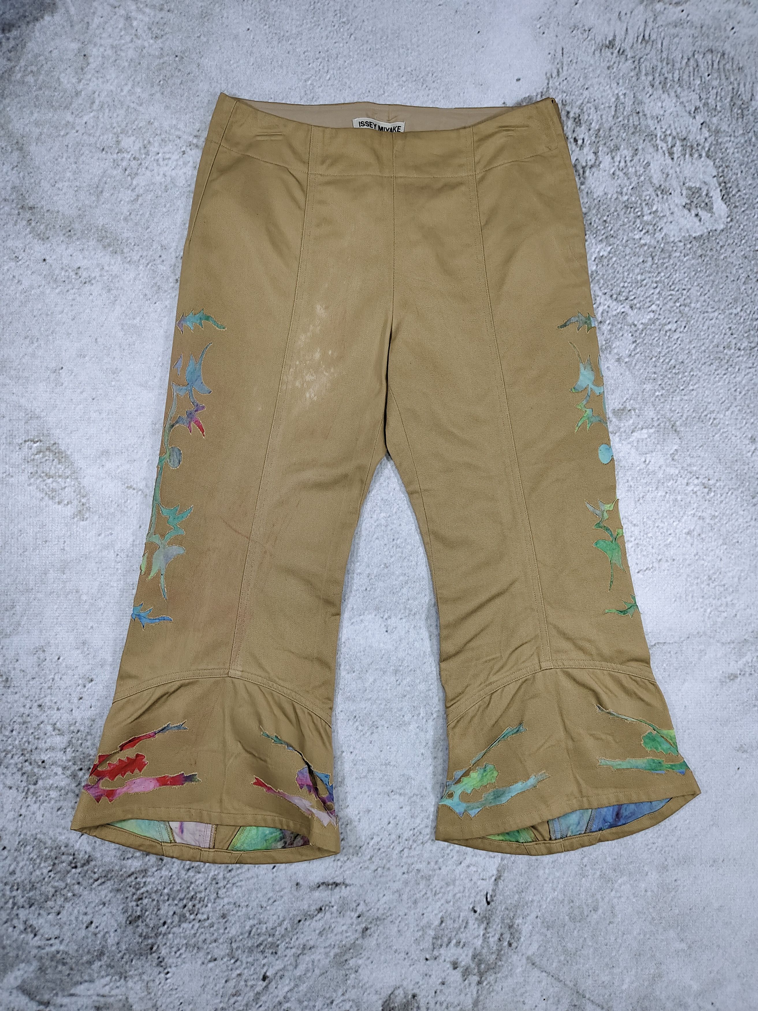 Issey Miyake 00s Issey Miyake- Archive Tribal Applique Bell Bottom Flare Size 29" - 2 Thumbnail
