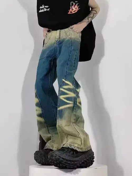 Japanese Brand × Jean Vintage tie-dye gradient washed distressed wide-leg jeans Size US 32 / EU 48 - 2 Thumbnail