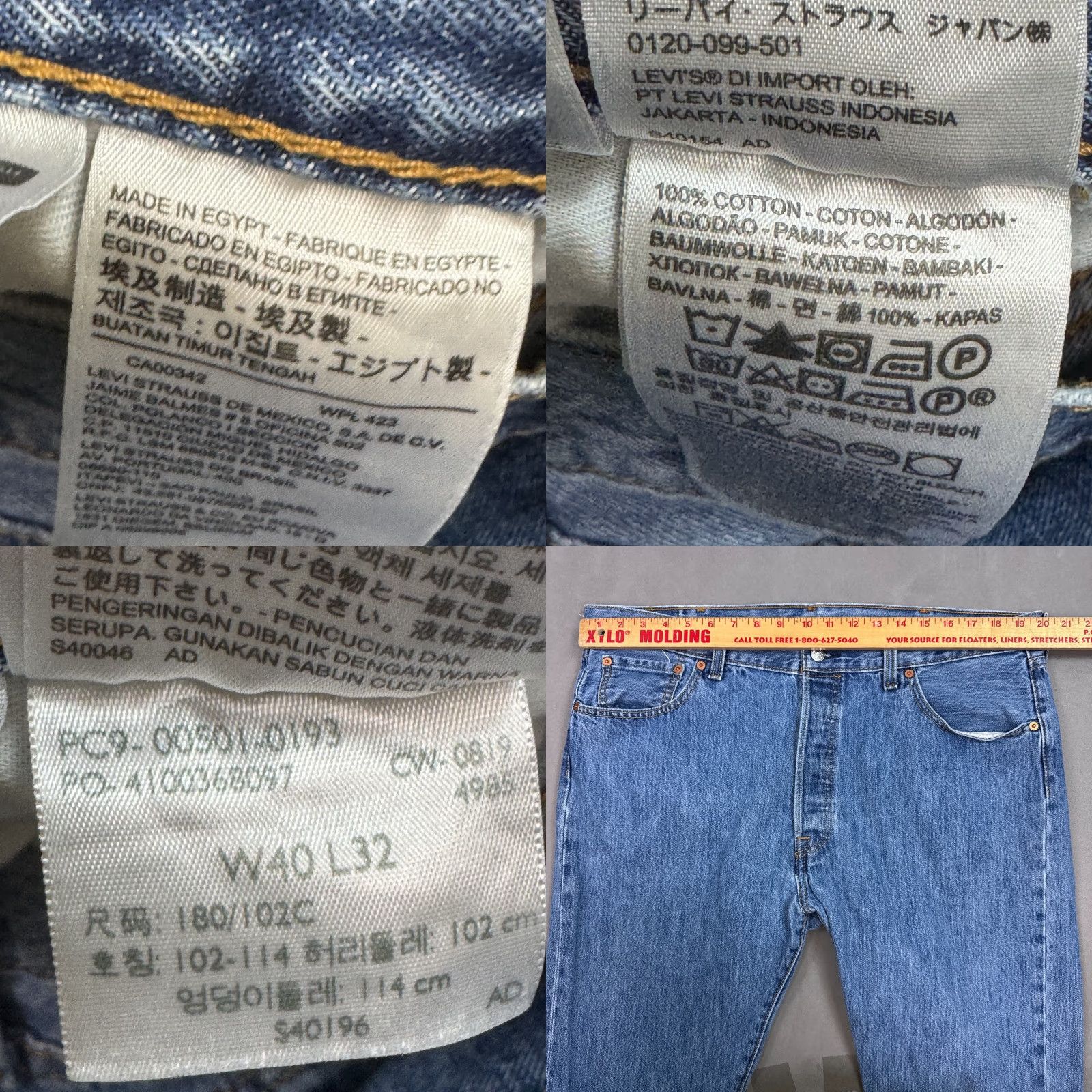 Levi's Levi's 501 Jeans Mens 40x32 Denim Button Fly Straight Classic Regular Color Black Waist 40 Inseam 32 Size US 40 / EU 56 - 8 Thumbnail