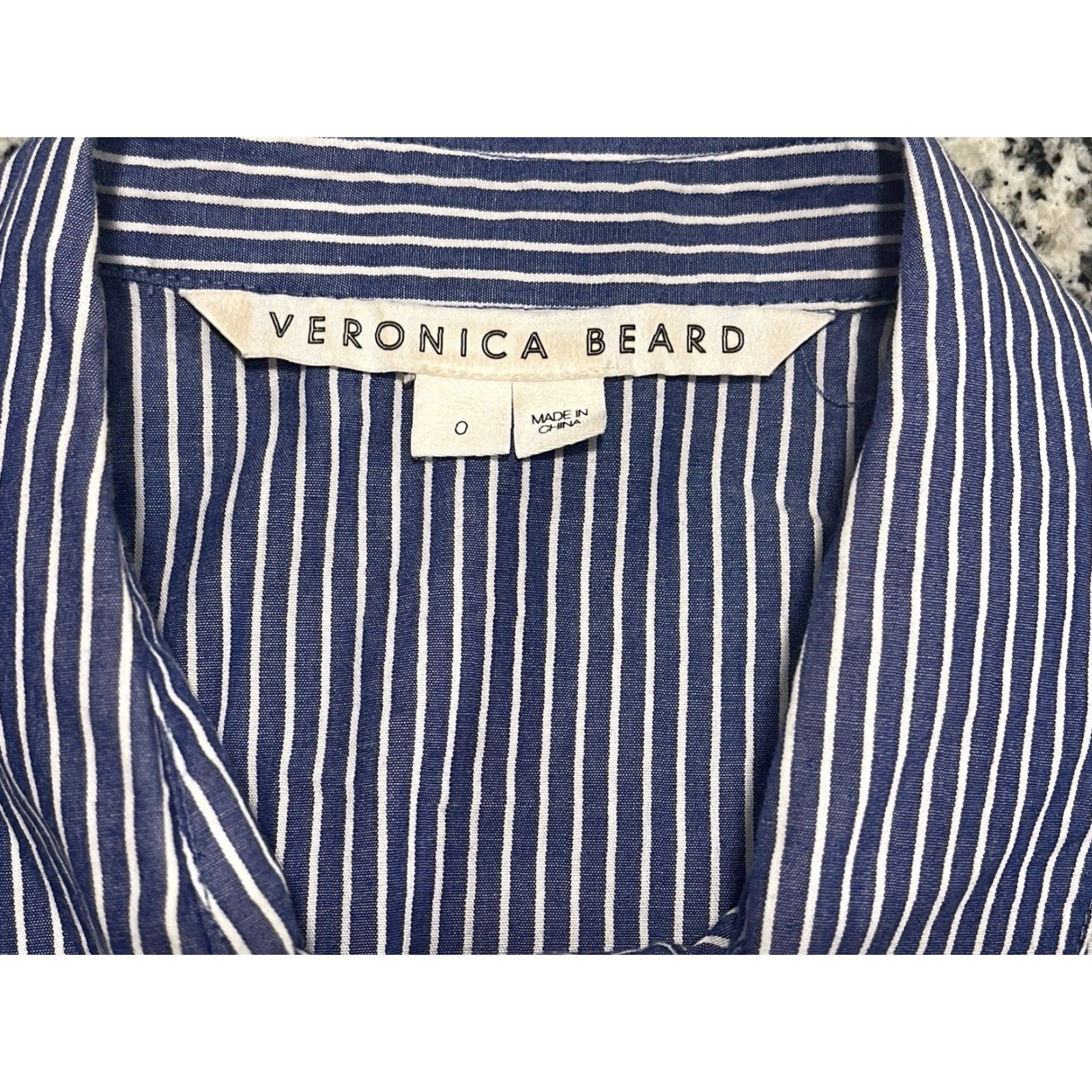 Veronica Beard Veronica Beard Tunic Shirt Striped Blue White 100% Cotton Size 0 Womens Regular Long Sleeve Front Button Gilda Bias Hem Shaped Colorful Size XS / US 0-2 / IT 36-38 - 7 Thumbnail