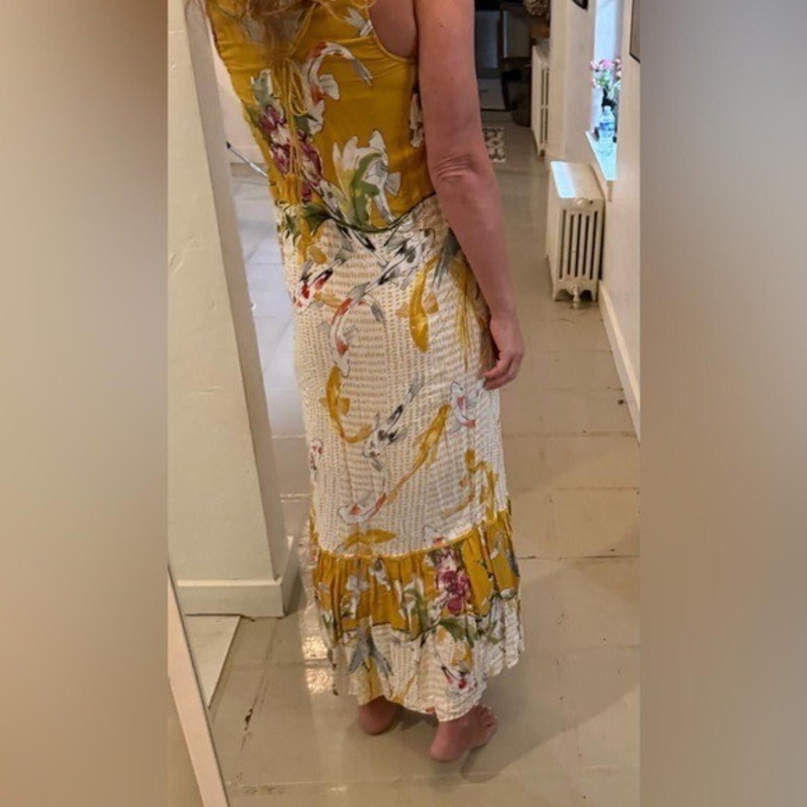 Anthropologie One September Anthro Koi Fish Embroidered Maxi Dress XS Size XS / US 0-2 / IT 36-38 - 4 Thumbnail