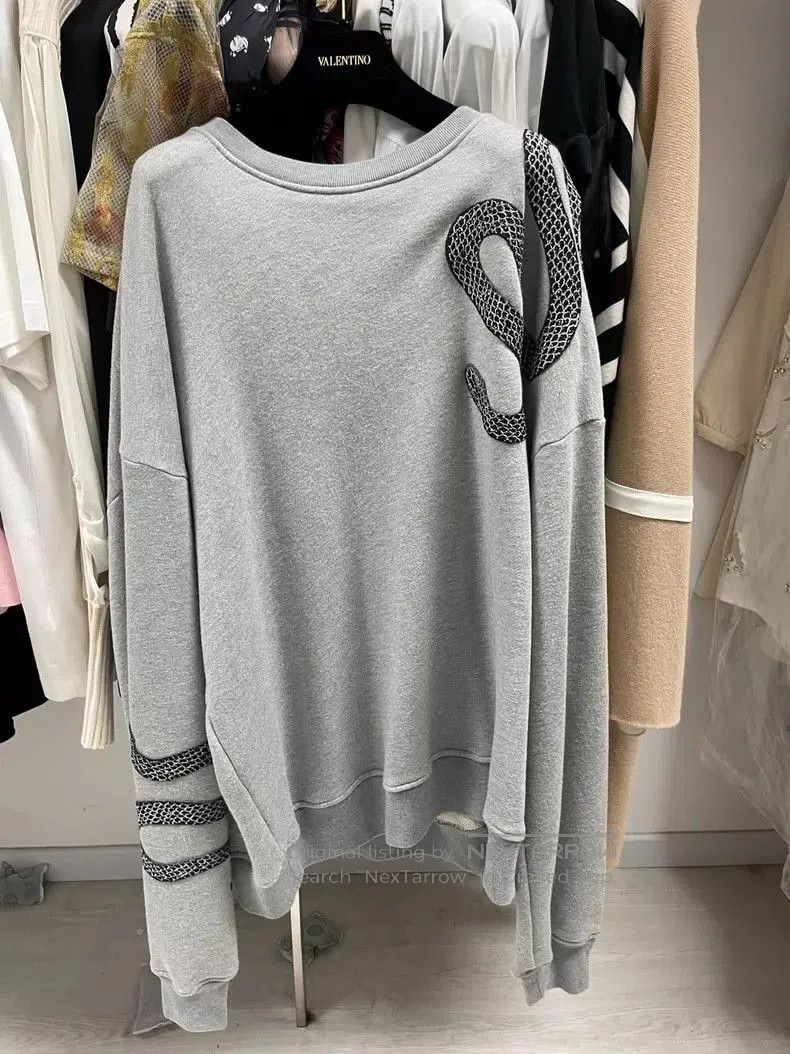 Amiri Black Snake Print Sweatshirt Dress.