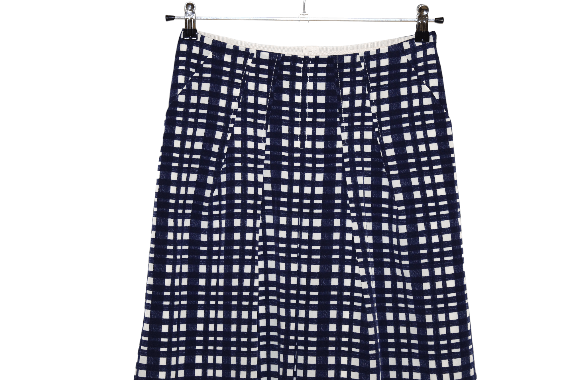 image of Beams Plus Effe Beams Checkered Pleated Skirt in Blue, Women's (Size 27)