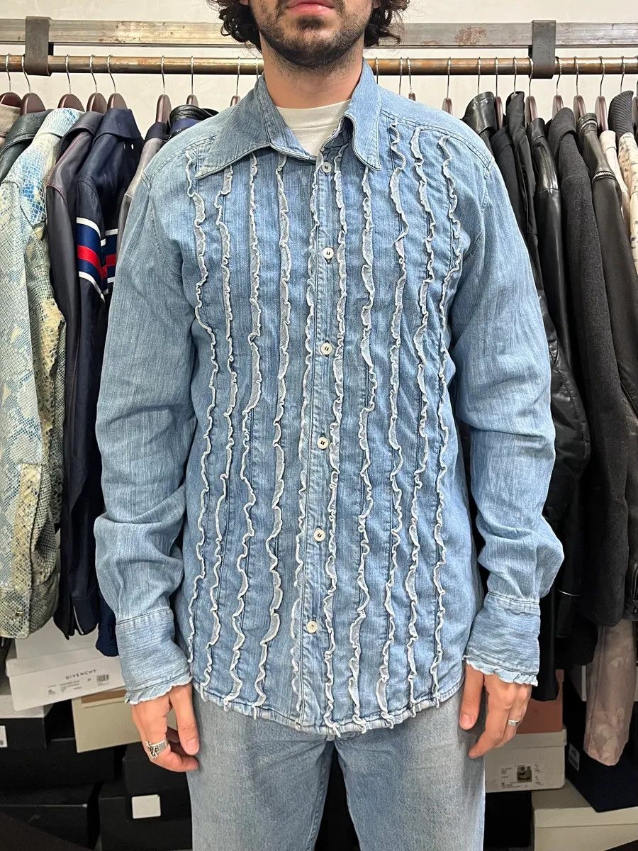 Dolce & Gabbana 2000s Dolce & Gabbana Lines Blue Denim Shirt Size US M / EU 48-50 / 2 - 1 Thumbnail