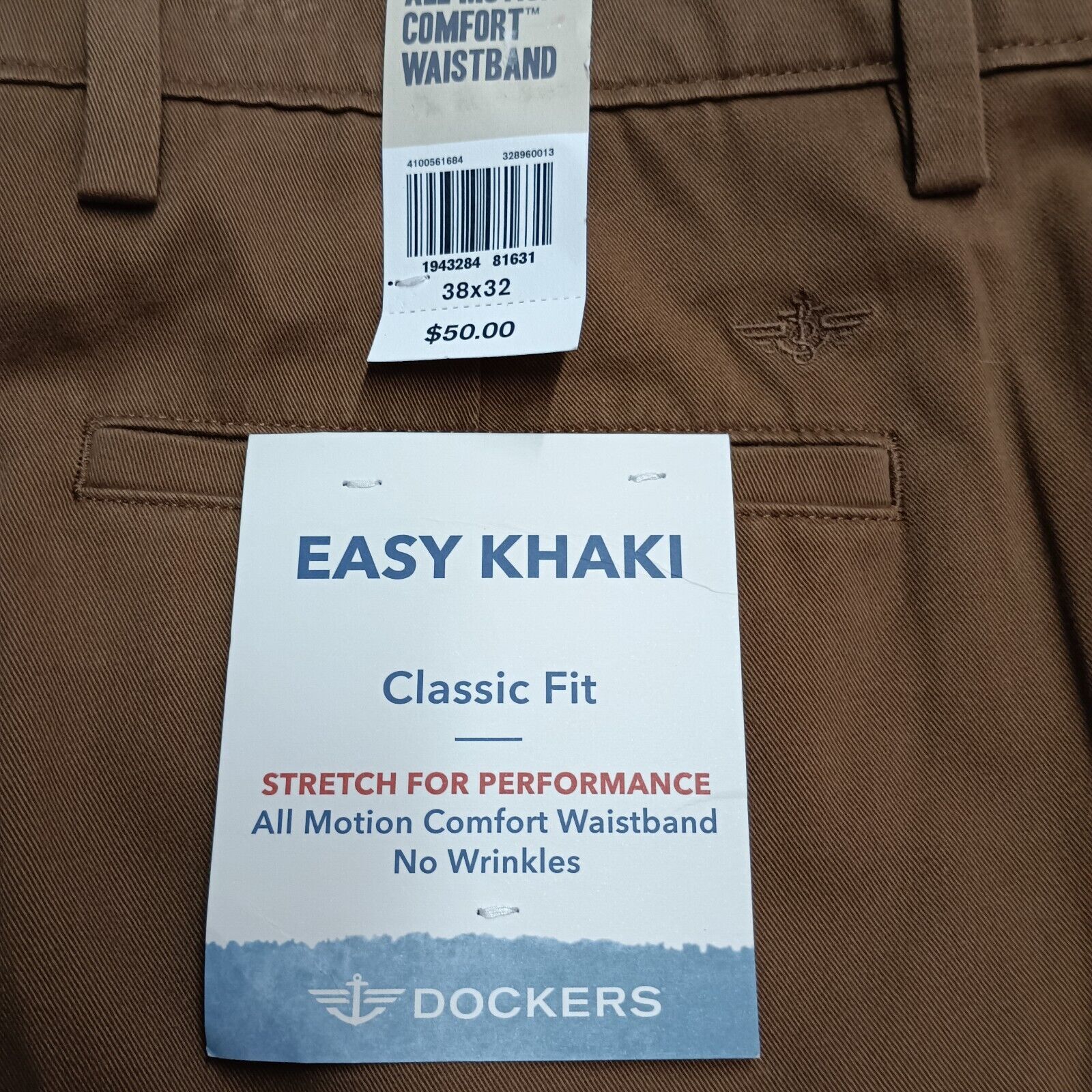 Dockers Dockers Khakis Men's 38x32 Brown Straight Fit No Wrinkles Size US 38 / EU 54 - 2 Thumbnail